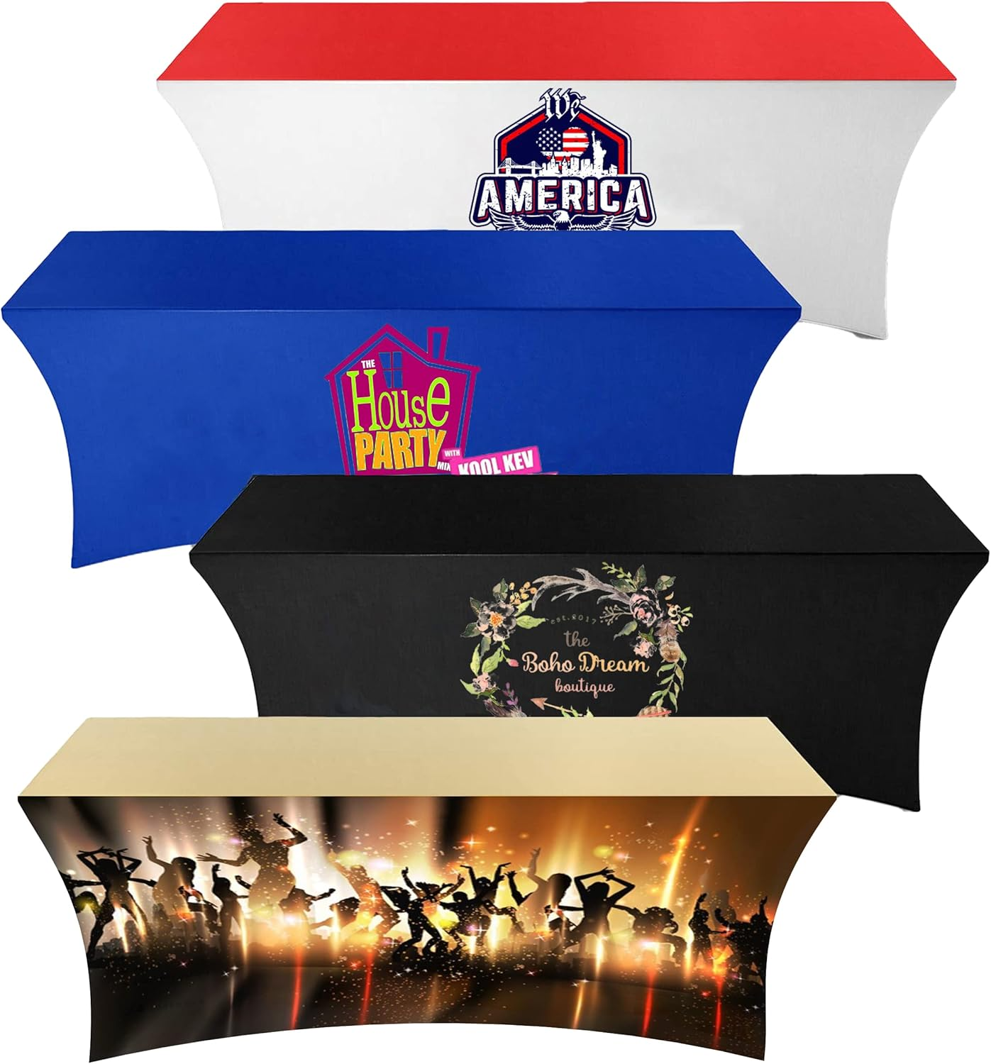 Custom Table Cloth Personalized Table Cover Stretch Tablecloth with Business Logo 