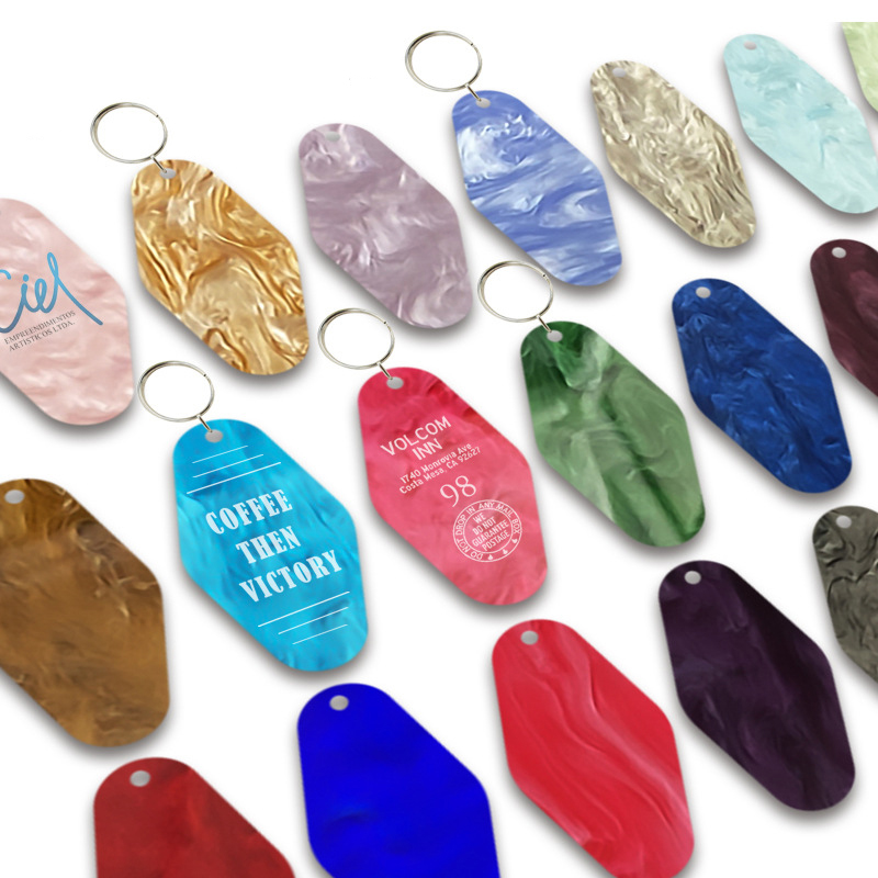 Custom Vintage Motel Keychain Acrylic Logo Printed Hotel Key Tag