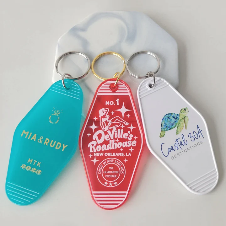 Custom Vintage Keychains Logo With Outlines Print