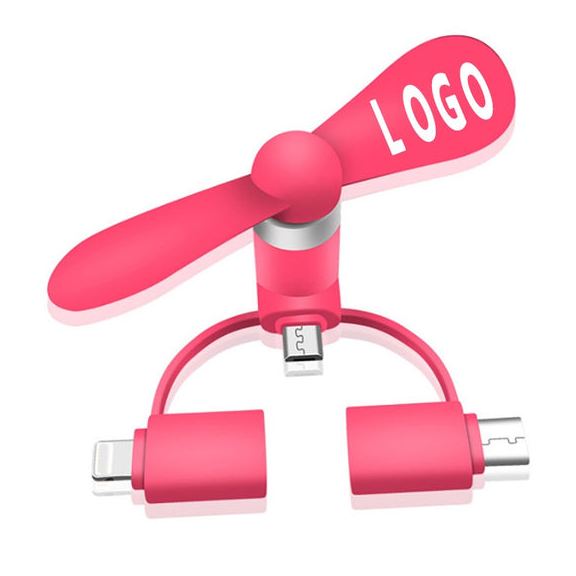Custom 3 in 1 Mini fan For Android, iPhone and Type C Device