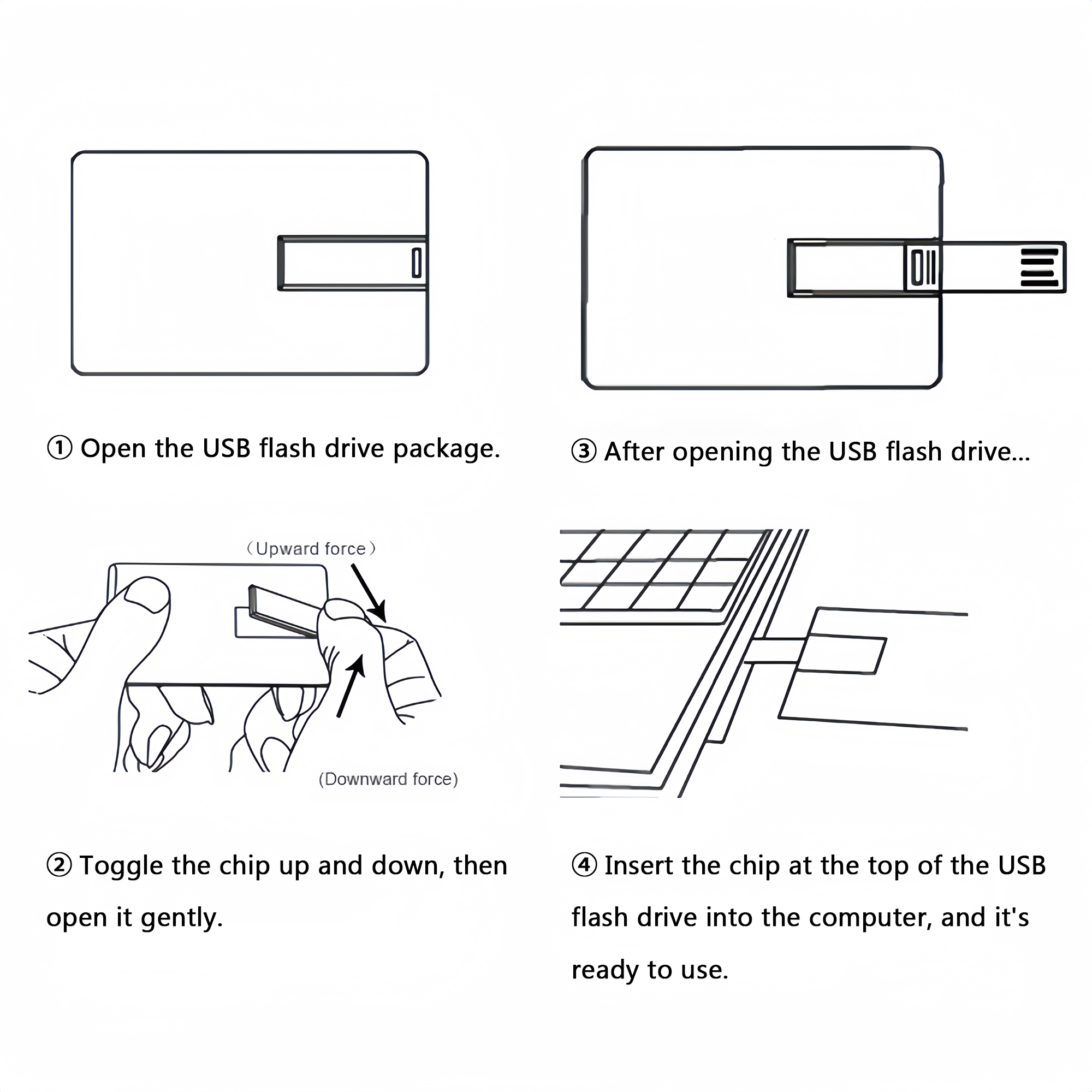 Bulk Custom Business Card Flip USB Flash Drives Personalized Printed Logo Credit Card Drive