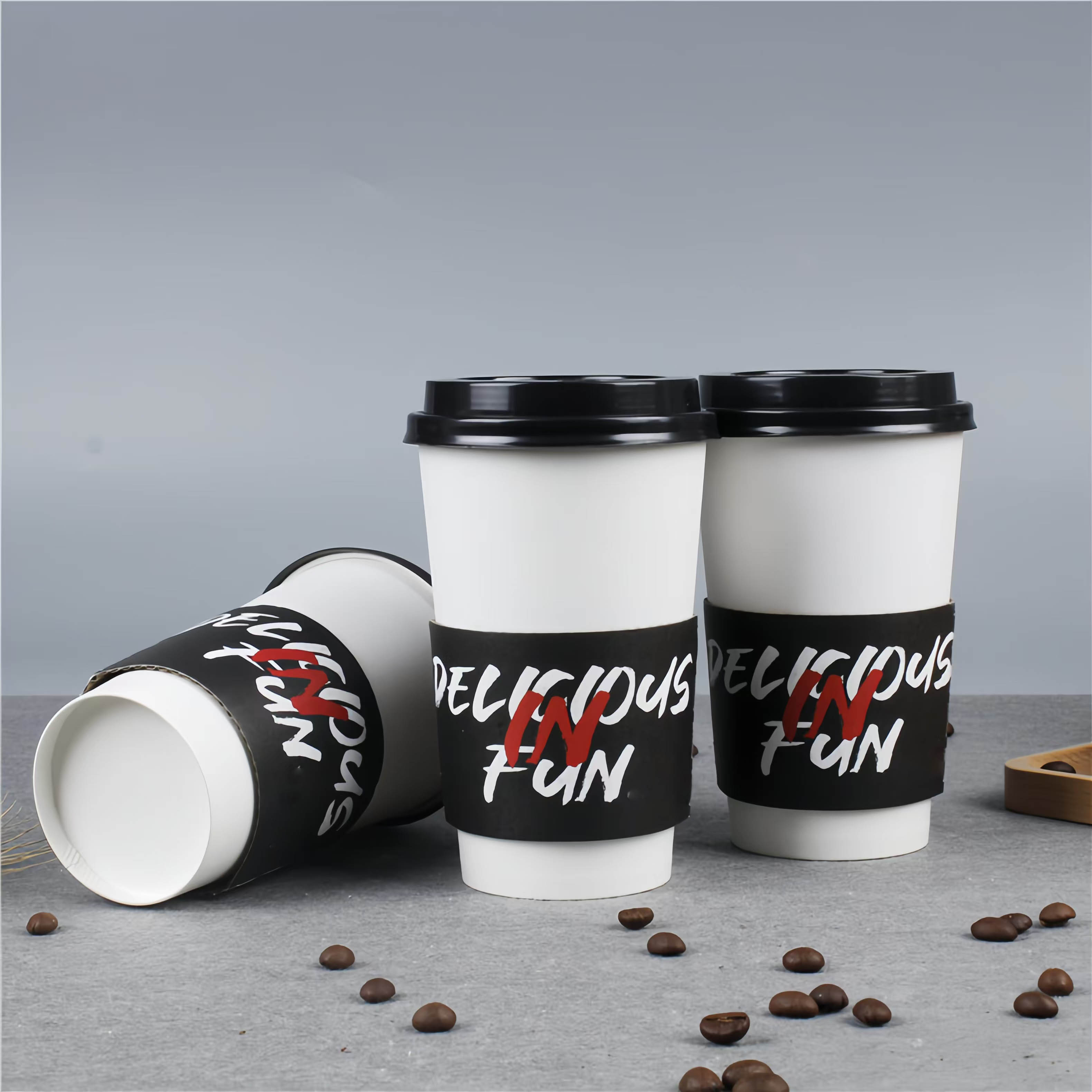 Custom Traditional Printed White Cup Sleeves for Hot Drinks