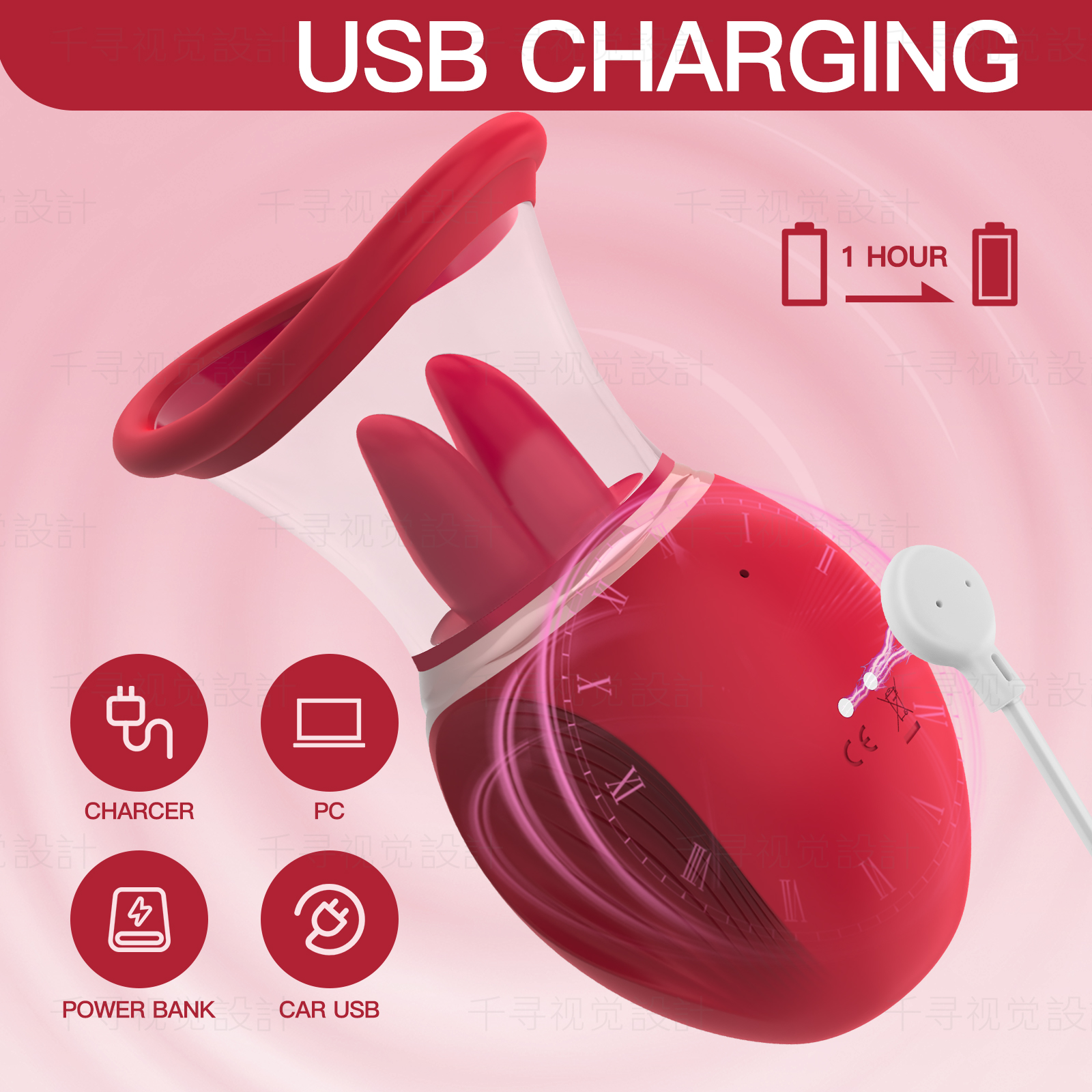 Head Sex Tounge for Licking Nipple Suckers for Women Pleasure Sex（Red）Y189