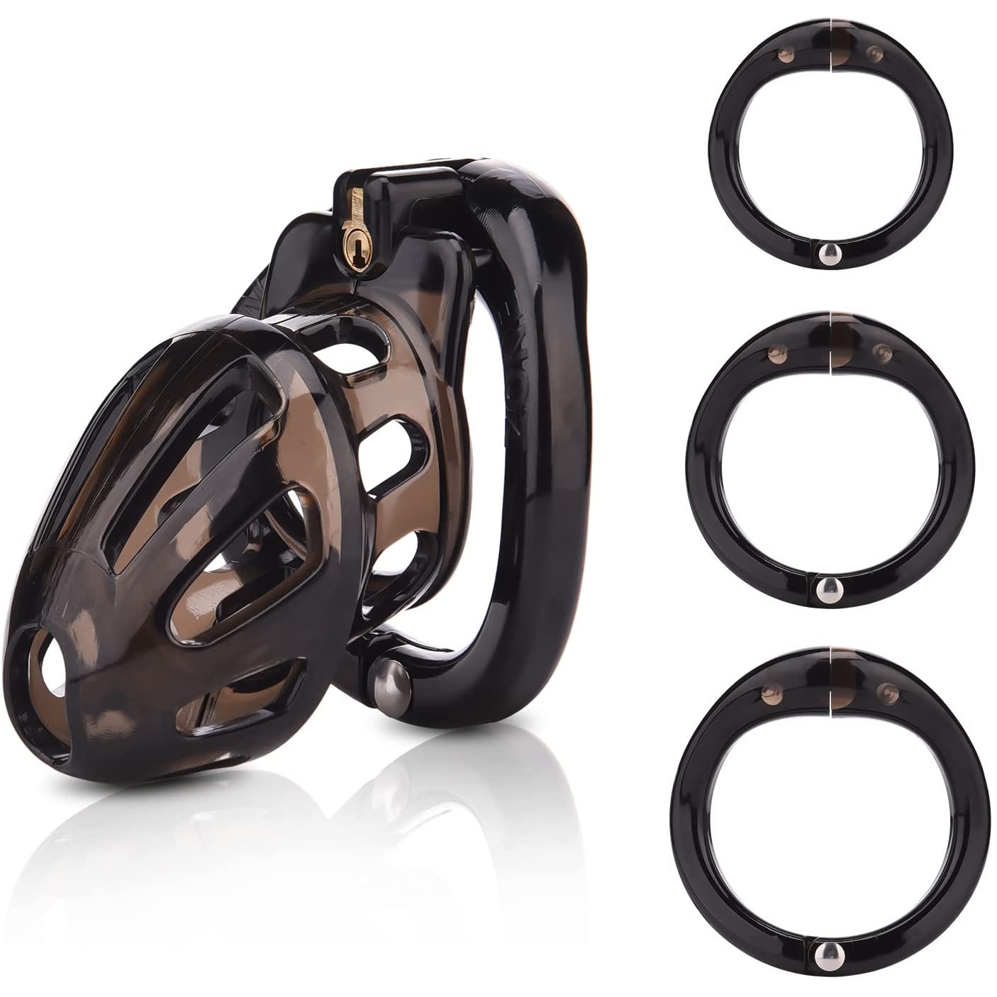 Male Chastity Cage Lightweight Cock Cage Device Sex Toys for Man with 4 Sizes Rings and Invisible Lock Y246
