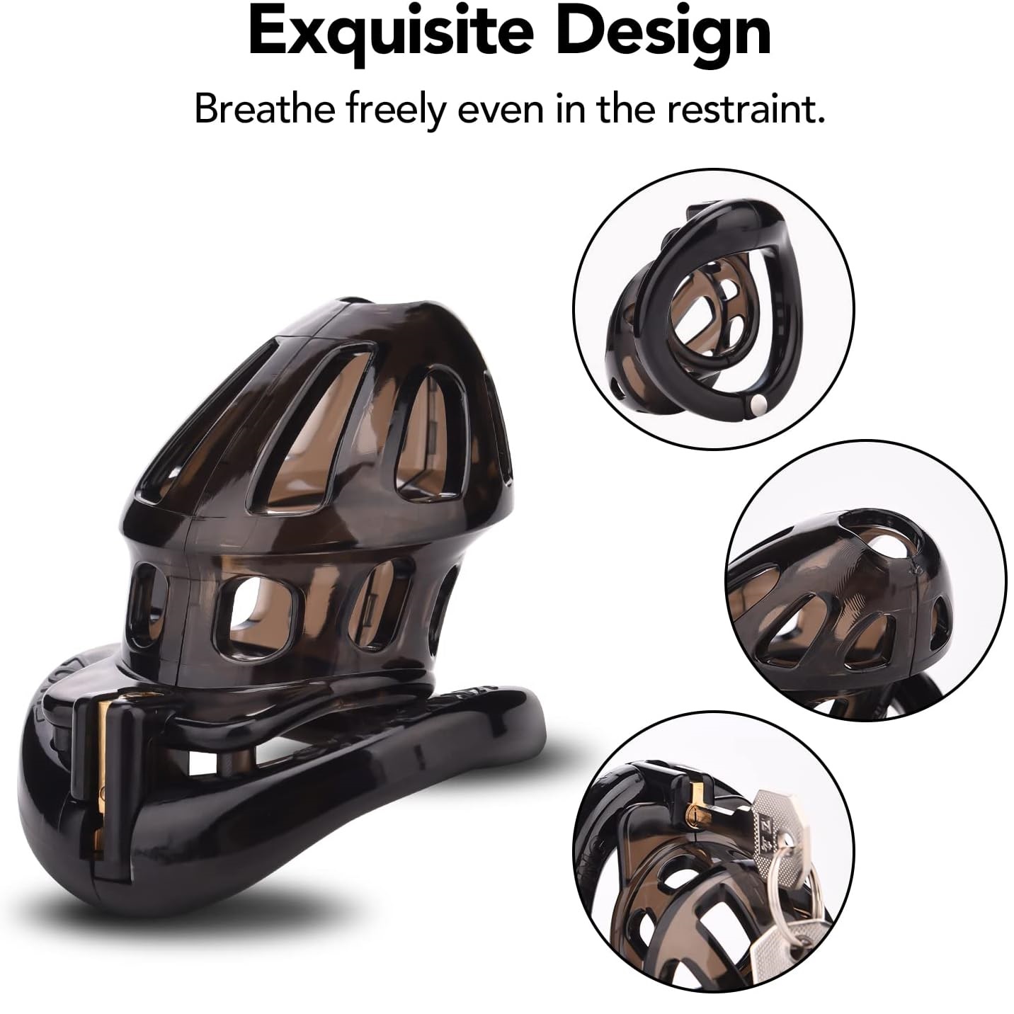 Male Chastity Cage Lightweight Cock Cage Device Sex Toys for Man with 4 Sizes Rings and Invisible Lock Y246