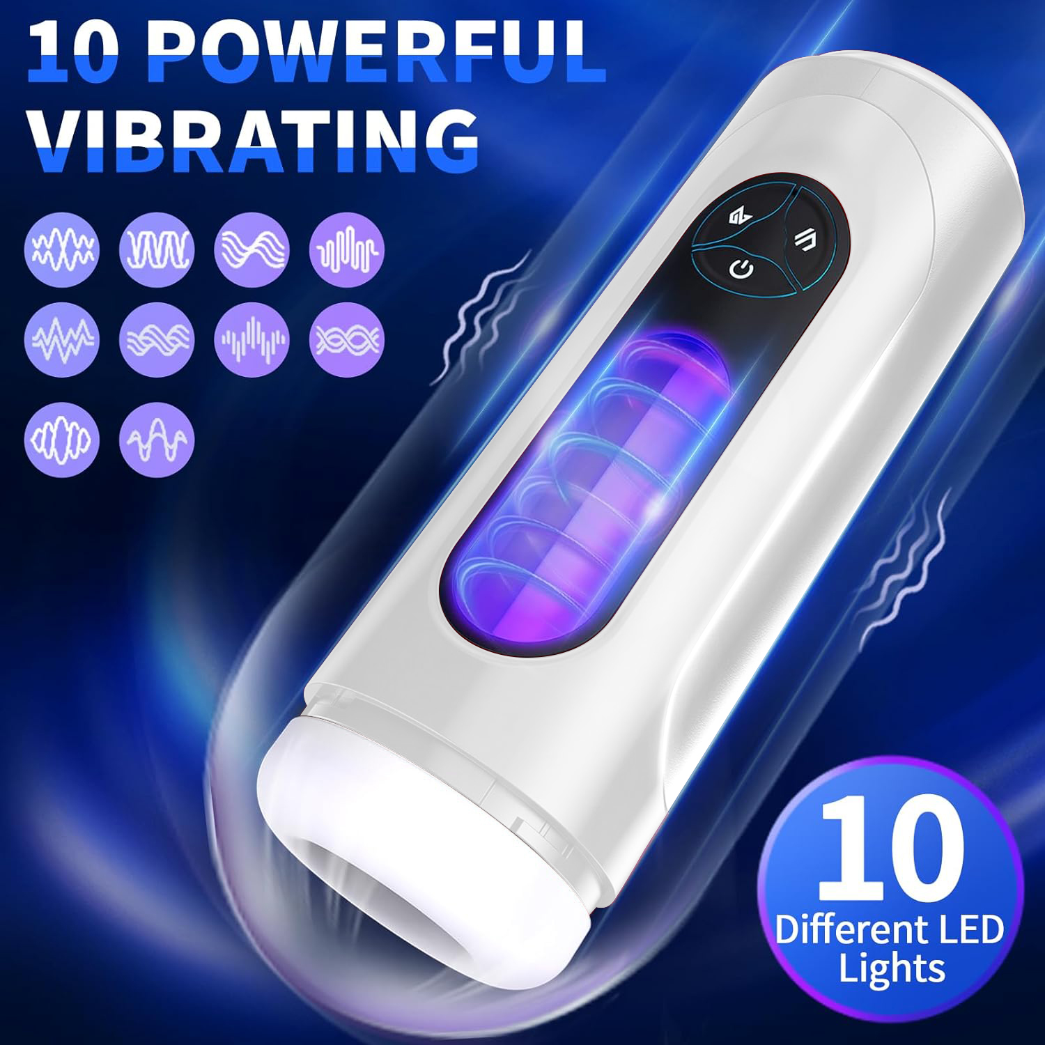 Automatic Male Masturbator Cup - 10 Powerful Thrusting Rotating Male Strokers Hands Free Blowjob Sex Toys for Men Y327