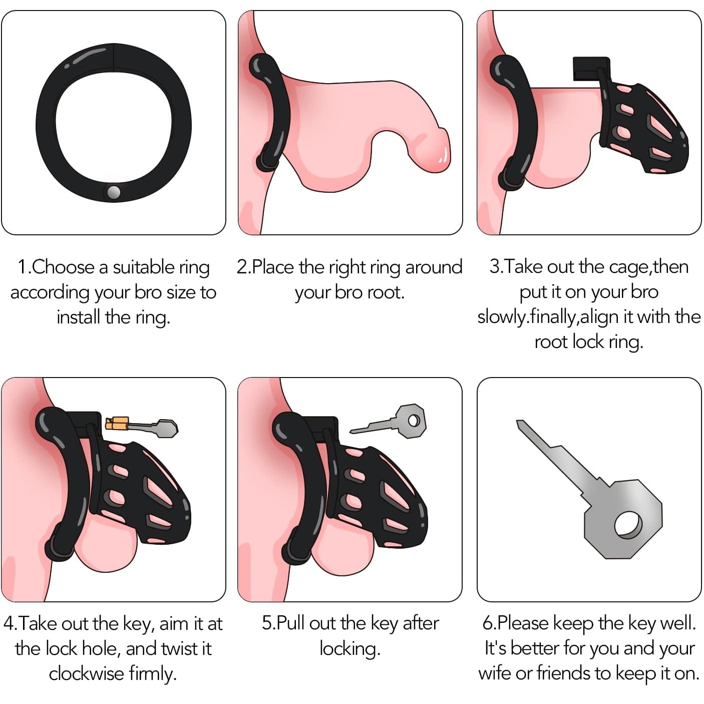 Male Chastity Cage Lightweight Cock Cage Device Sex Toys for Man with 4 Sizes Rings and Invisible Lock Y246