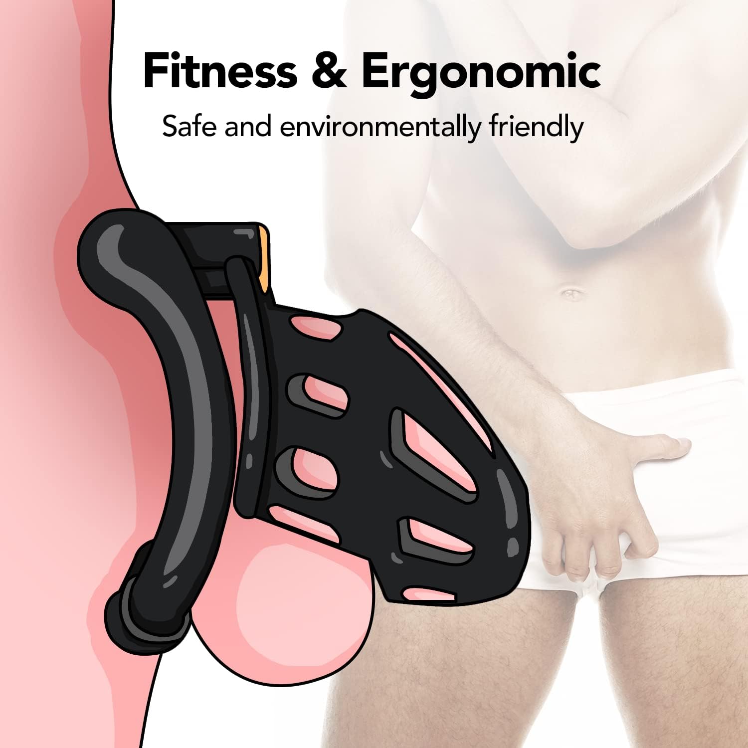 Male Chastity Cage Lightweight Cock Cage Device Sex Toys for Man with 4 Sizes Rings and Invisible Lock Y246