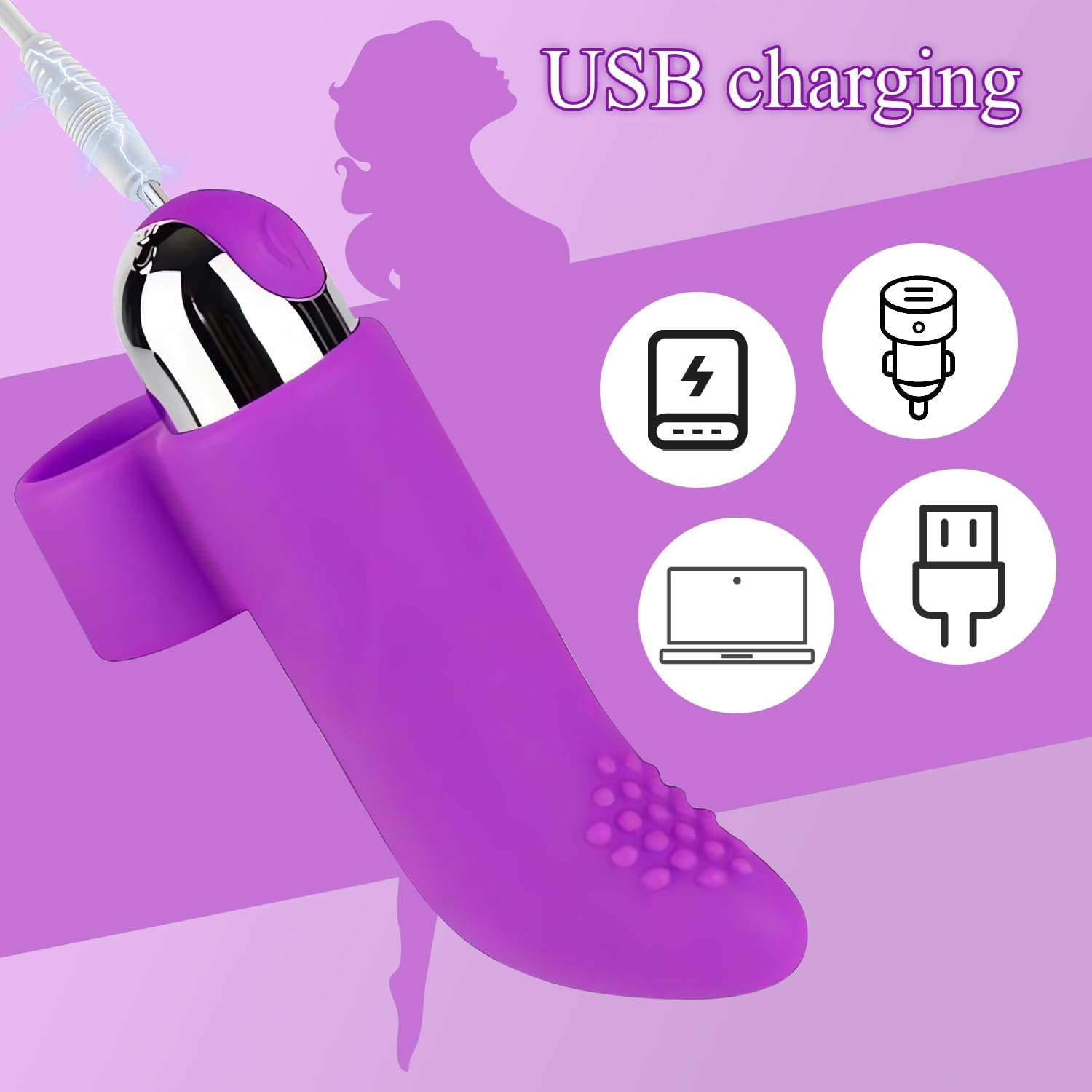 2 in 1 Finger Vibrator for Women & Men Waterproof Rechargeable Bullet 9-Speed Vibration Sex Toy for Male and Couples Y28