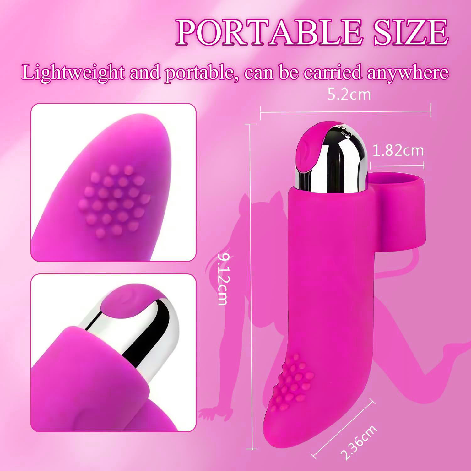 Finger Vibrator - 9 Vibration Programs for Stimulation of The Clitoris, Penis and Erogenous Areas - Waterproof Y74