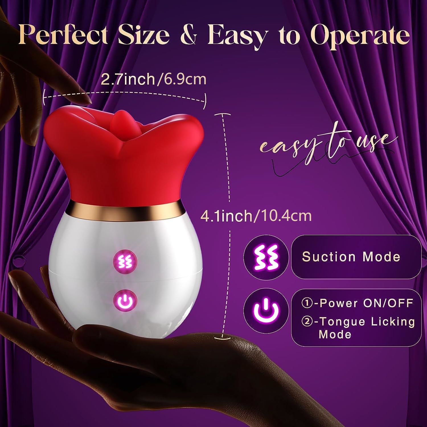 Rose Vibrators for Women with Clitoral Tongue Licking, Vaginal Nipples Rechargeable Clitoral Stimulator Y101