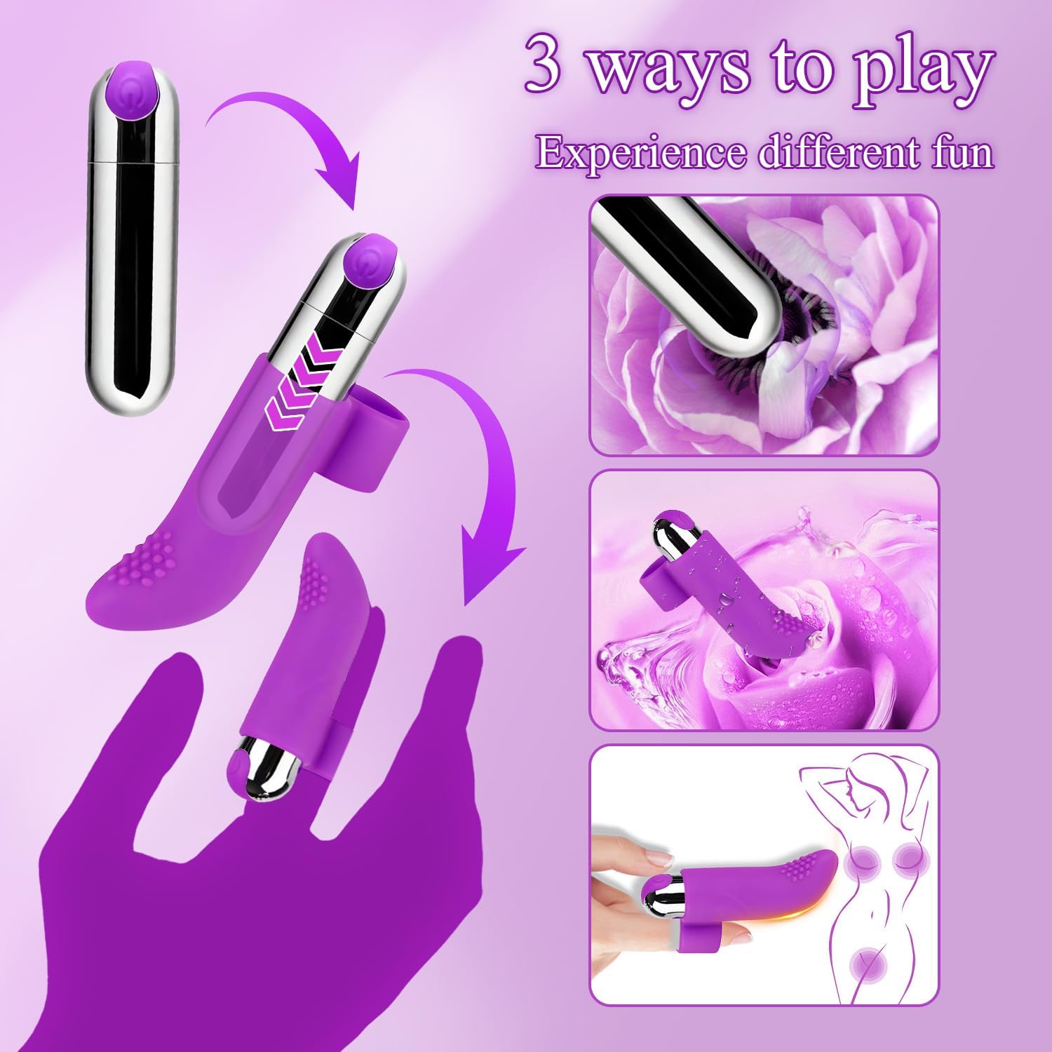 2 in 1 Finger Vibrator for Women & Men Waterproof Rechargeable Bullet 9-Speed Vibration Sex Toy for Male and Couples Y28
