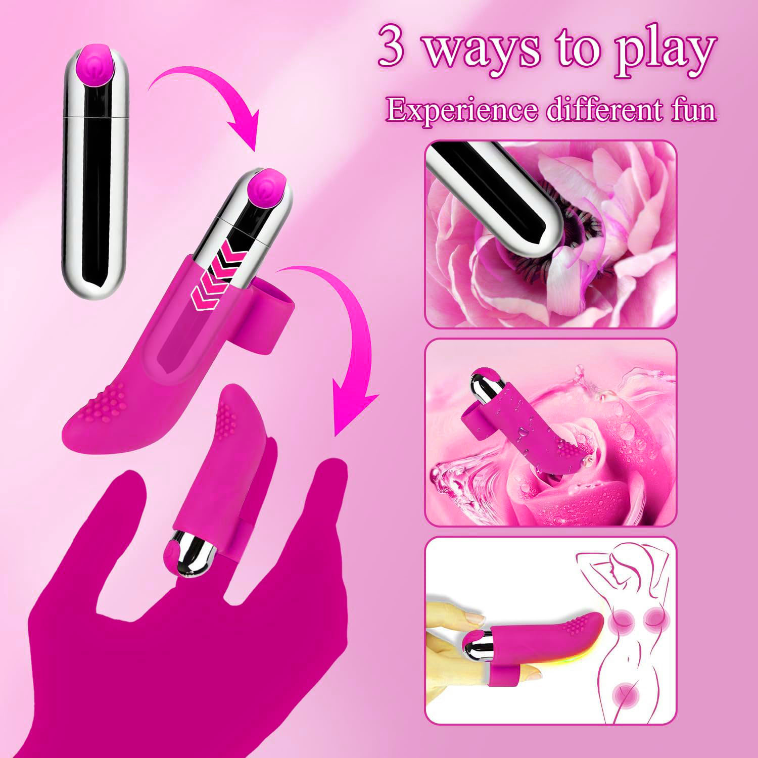 Finger Vibrator - 9 Vibration Programs for Stimulation of The Clitoris, Penis and Erogenous Areas - Waterproof Y74