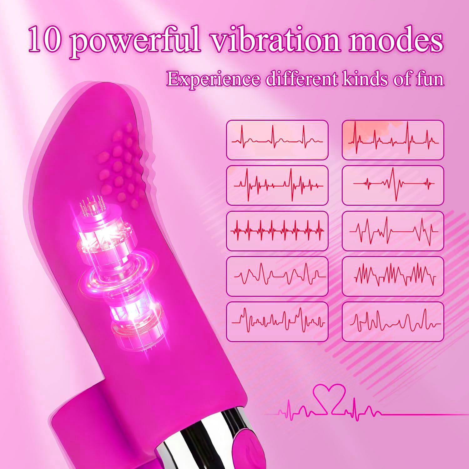 Finger Vibrator - 9 Vibration Programs for Stimulation of The Clitoris, Penis and Erogenous Areas - Waterproof Y74