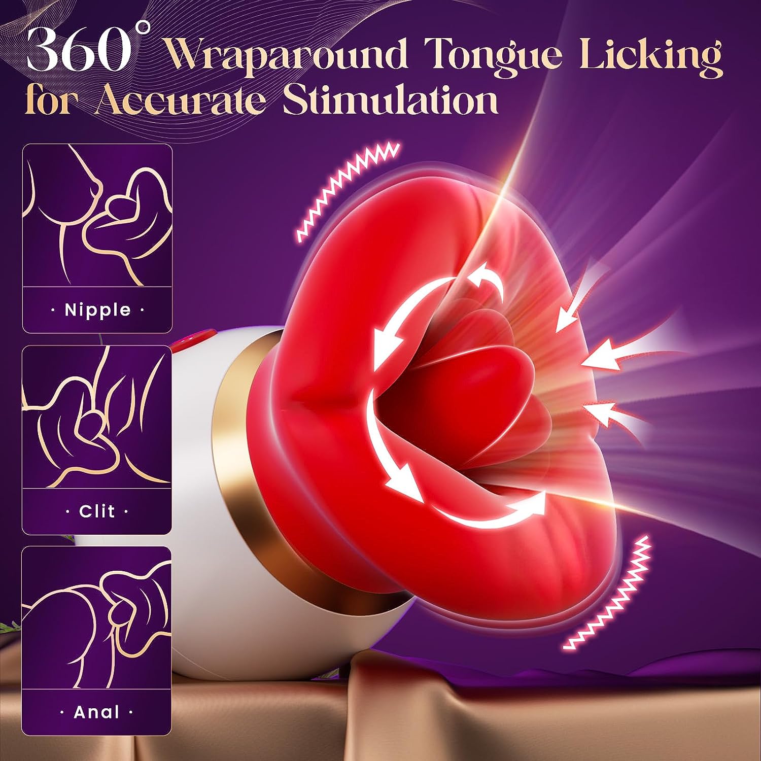 Rose Vibrators for Women with Clitoral Tongue Licking, Vaginal Nipples Rechargeable Clitoral Stimulator Y101