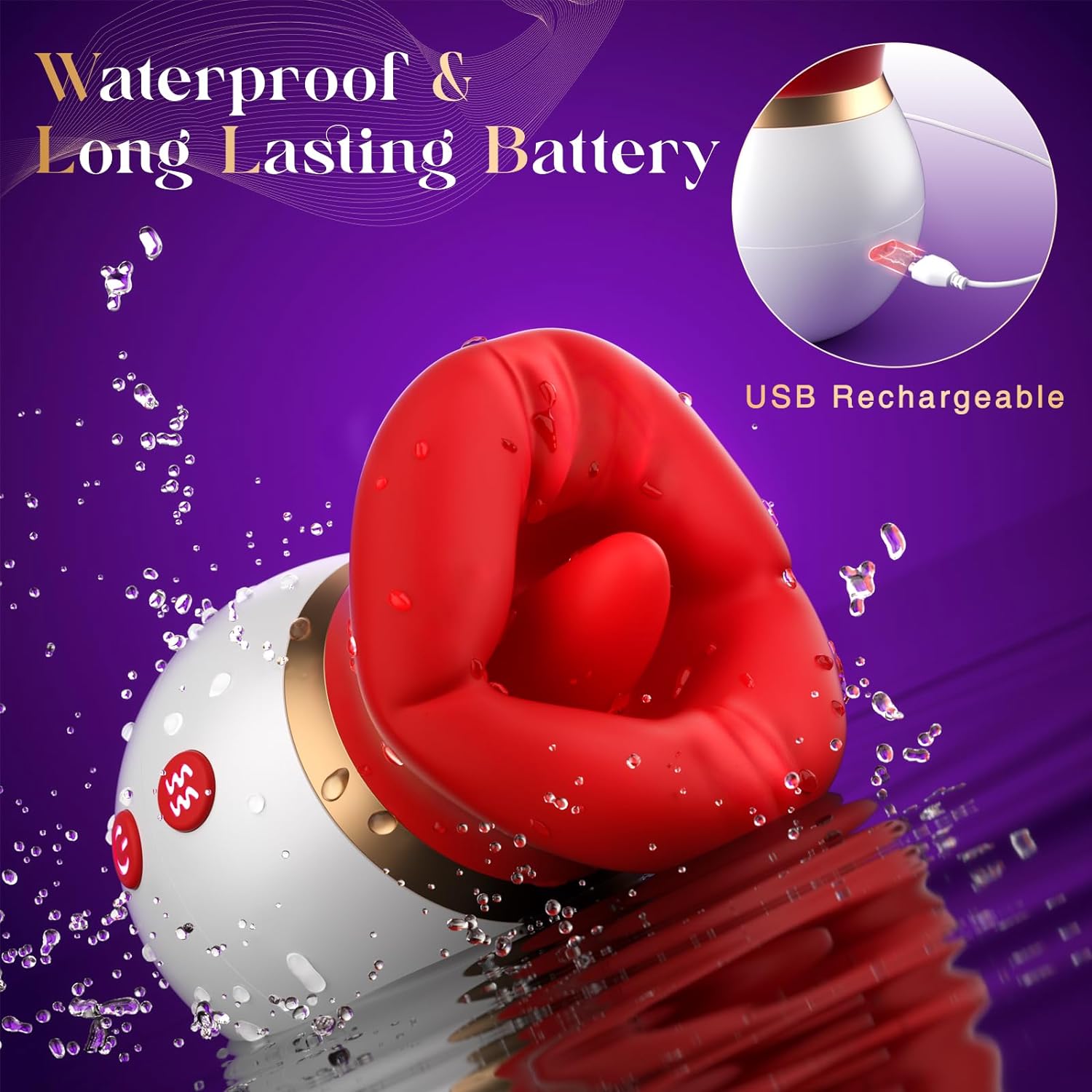 Rose Vibrators for Women with Clitoral Tongue Licking, Vaginal Nipples Rechargeable Clitoral Stimulator Y101