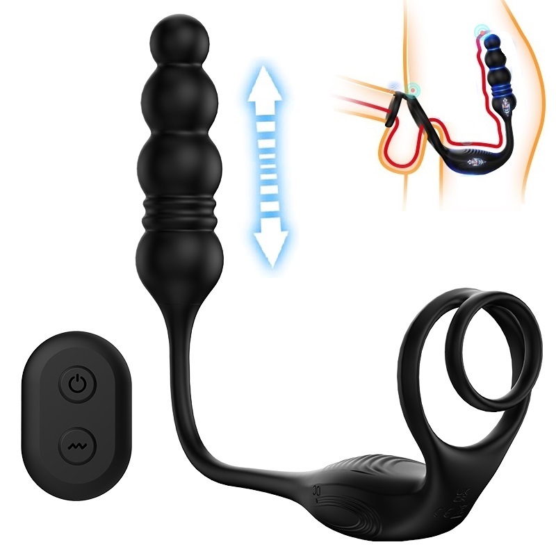 Anal Plug Vibrator for Beginners Men, Vibrating Butt Plug Cock Ring for Women Y55