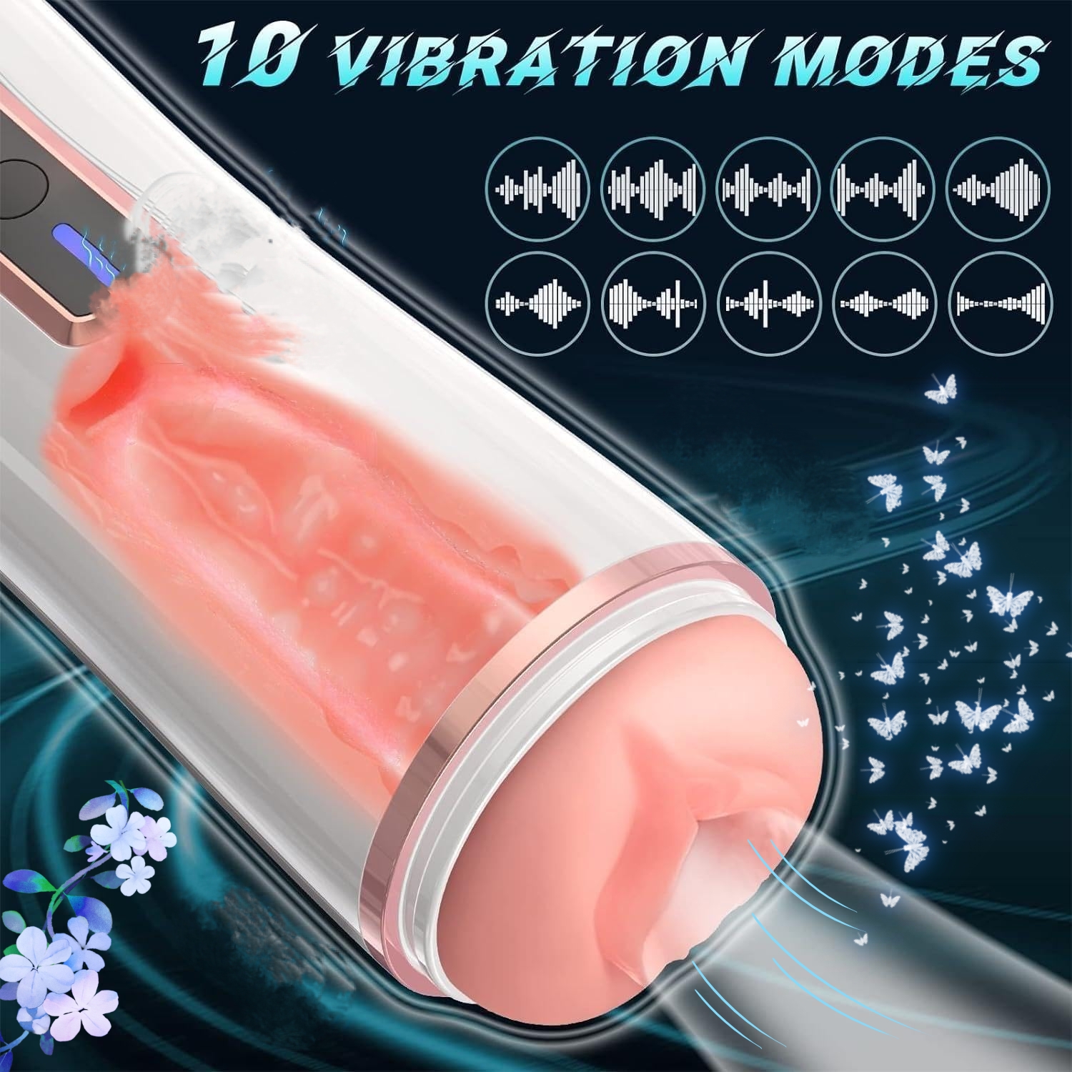 Male Masturbator Toys Penis Pump, Lifelike Masturbation Cup Adult Sex Toys with 10 Intense Vibrating Modes & Clamping Y286