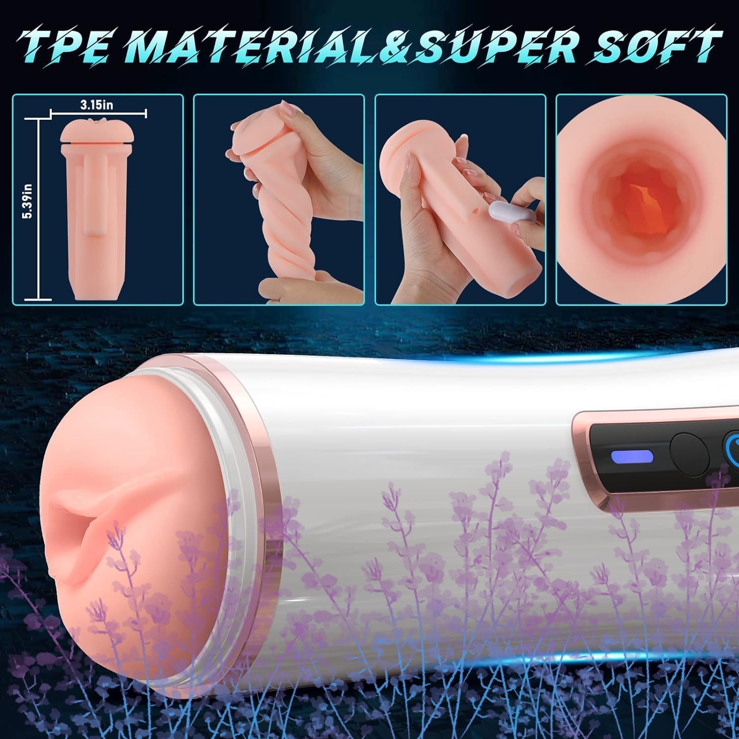 Male Masturbator Toys Penis Pump, Lifelike Masturbation Cup Adult Sex Toys with 10 Intense Vibrating Modes & Clamping Y286