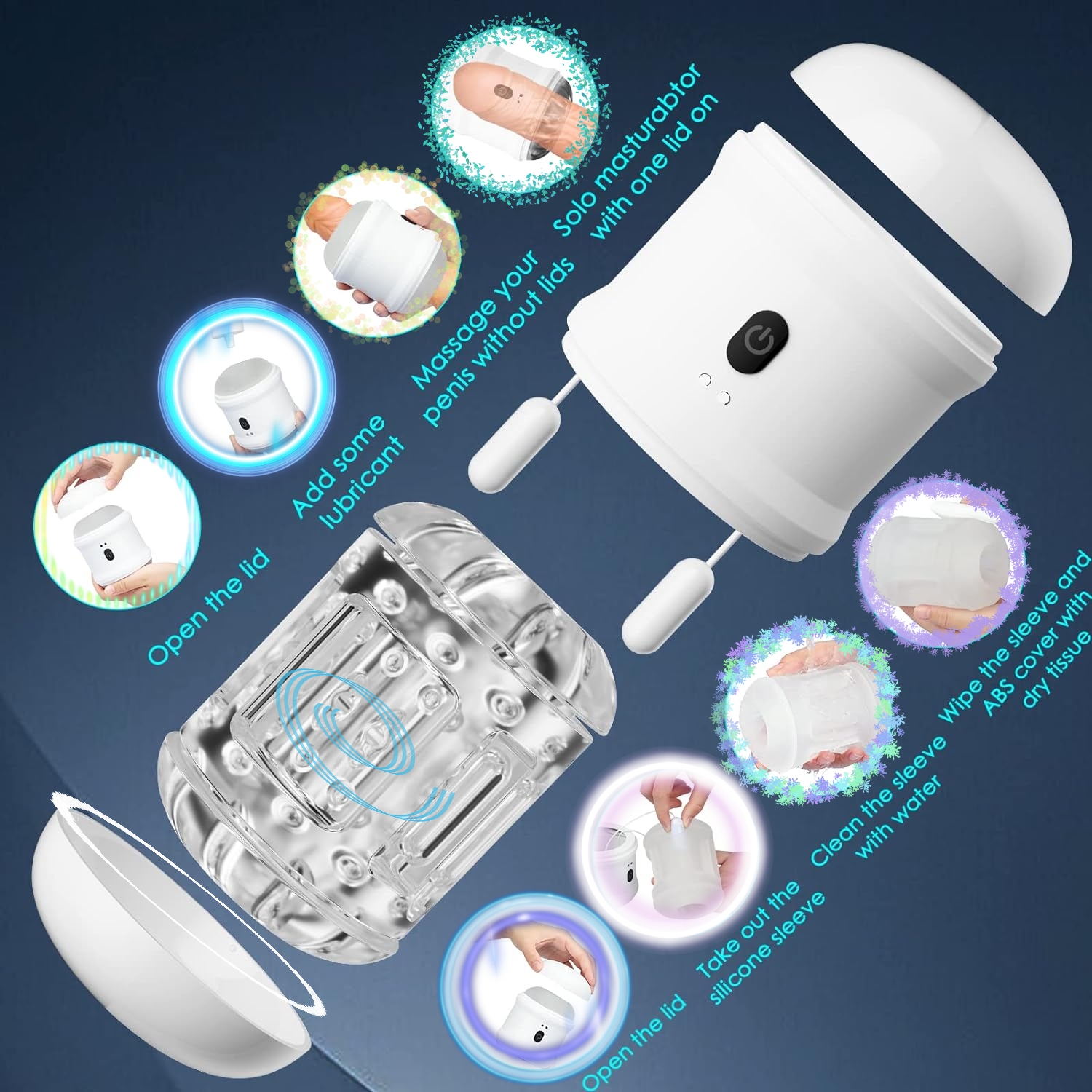 Electric Pocket Pussy Automatic Thrusting Masturbator Toy Male Masturbation Cup Adult Sex Toys with 10 Intense Vibrating Modes & Clamping Y289