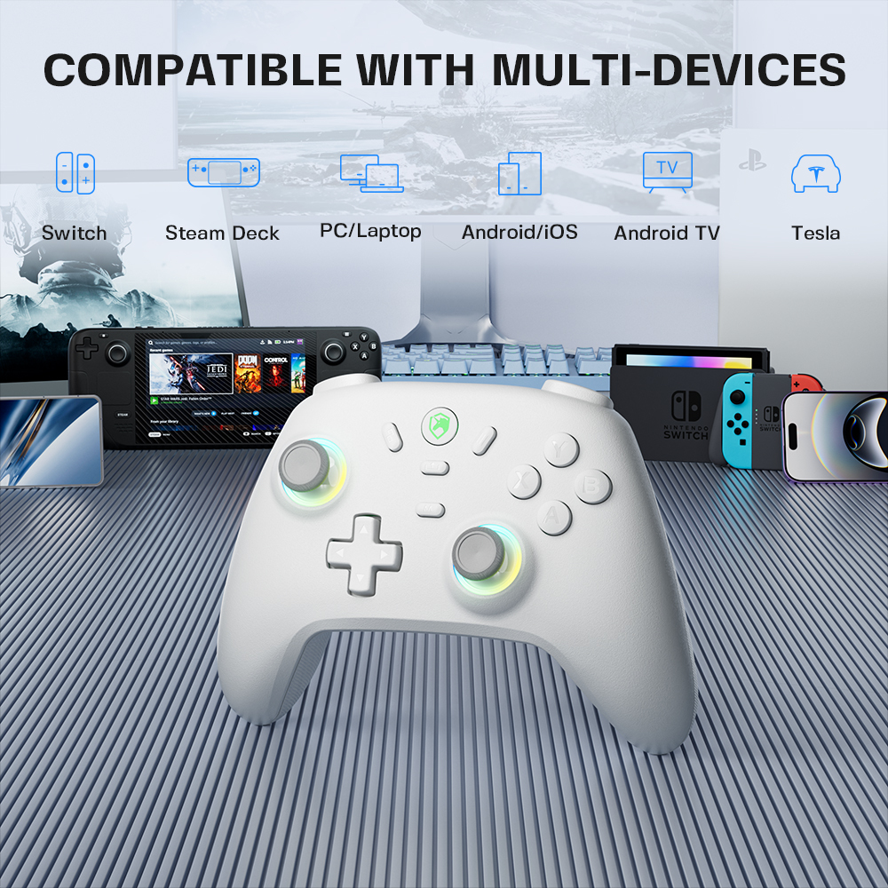 ECHTPower Wireless Pro Switch PC Controller Vibration Joystick 800mAh Battery Black&white