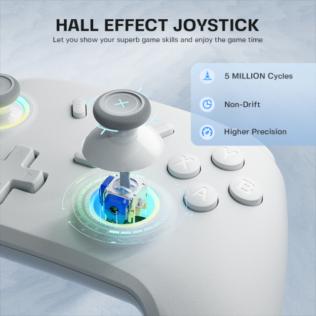 ECHTPower Wireless Pro Switch PC Controller Vibration Joystick 800mAh Battery Black&white
