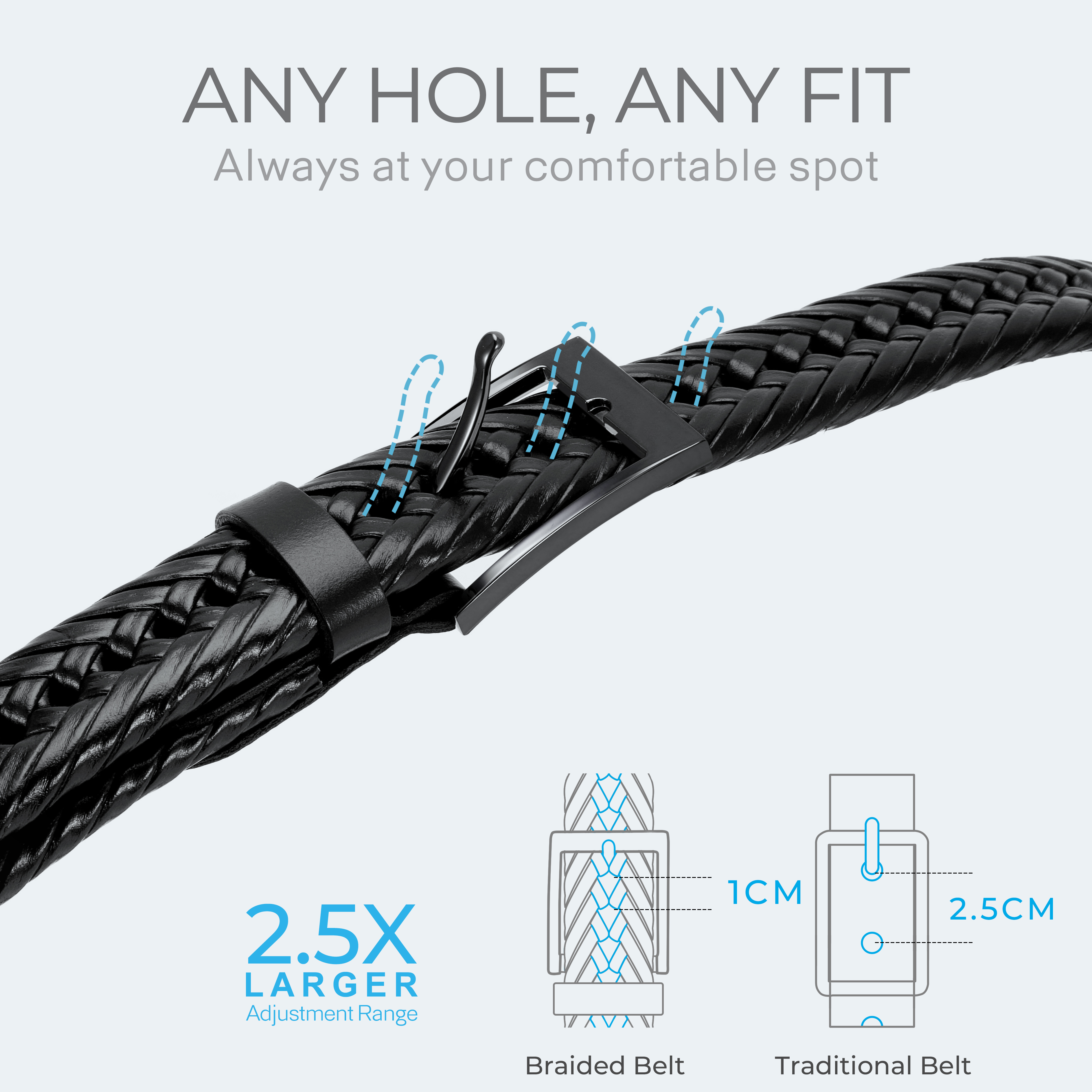 CHAOREN Leather Braided Belts for Men - 1 1/8" Mens Casual Woven Leather Belt for Dress Pants