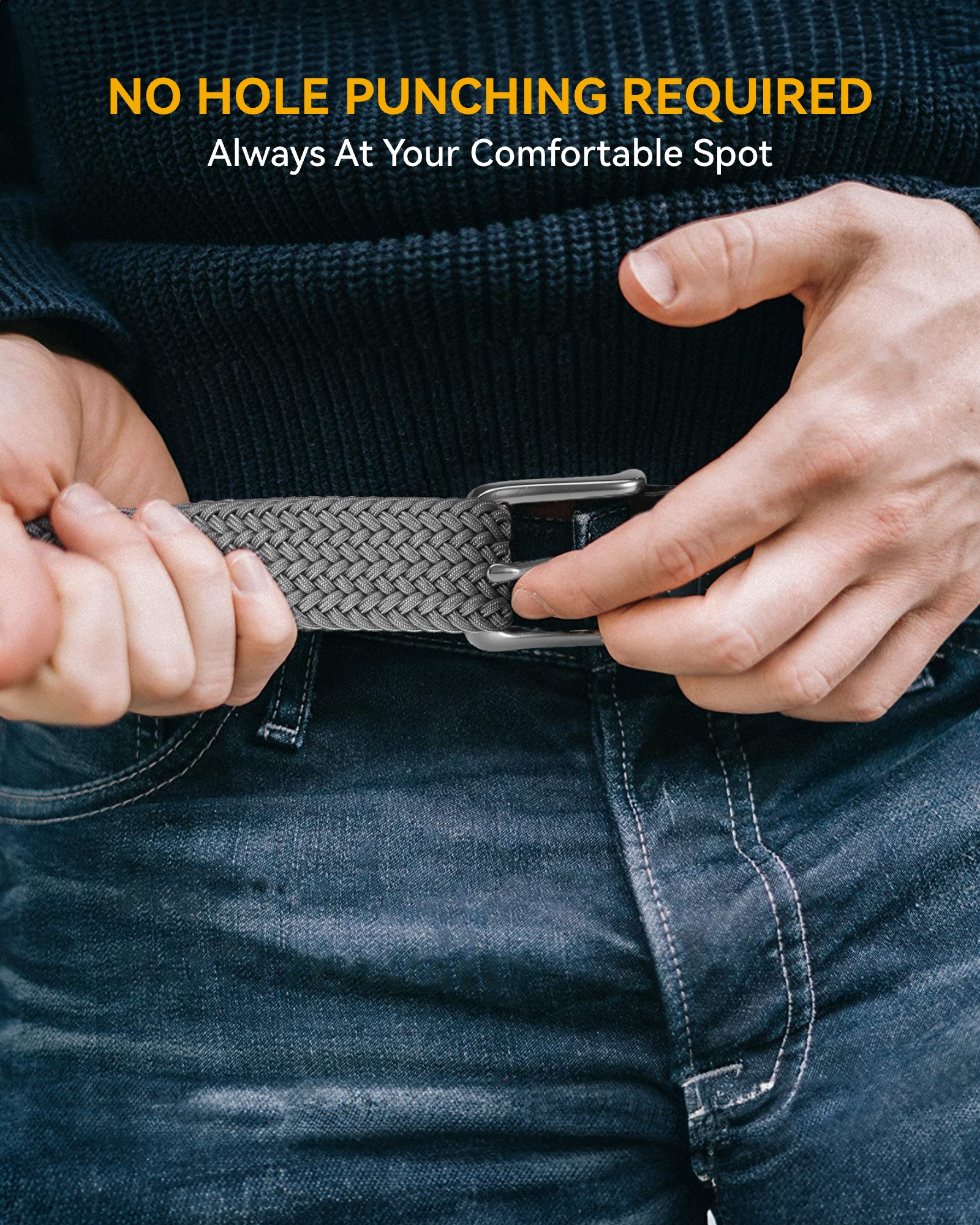 CHAOREN Mens Belt - Braided Stretch Golf Belt for Men 1 3/8"- Mens Gift for Golf Pants Casual Shorts Jeans