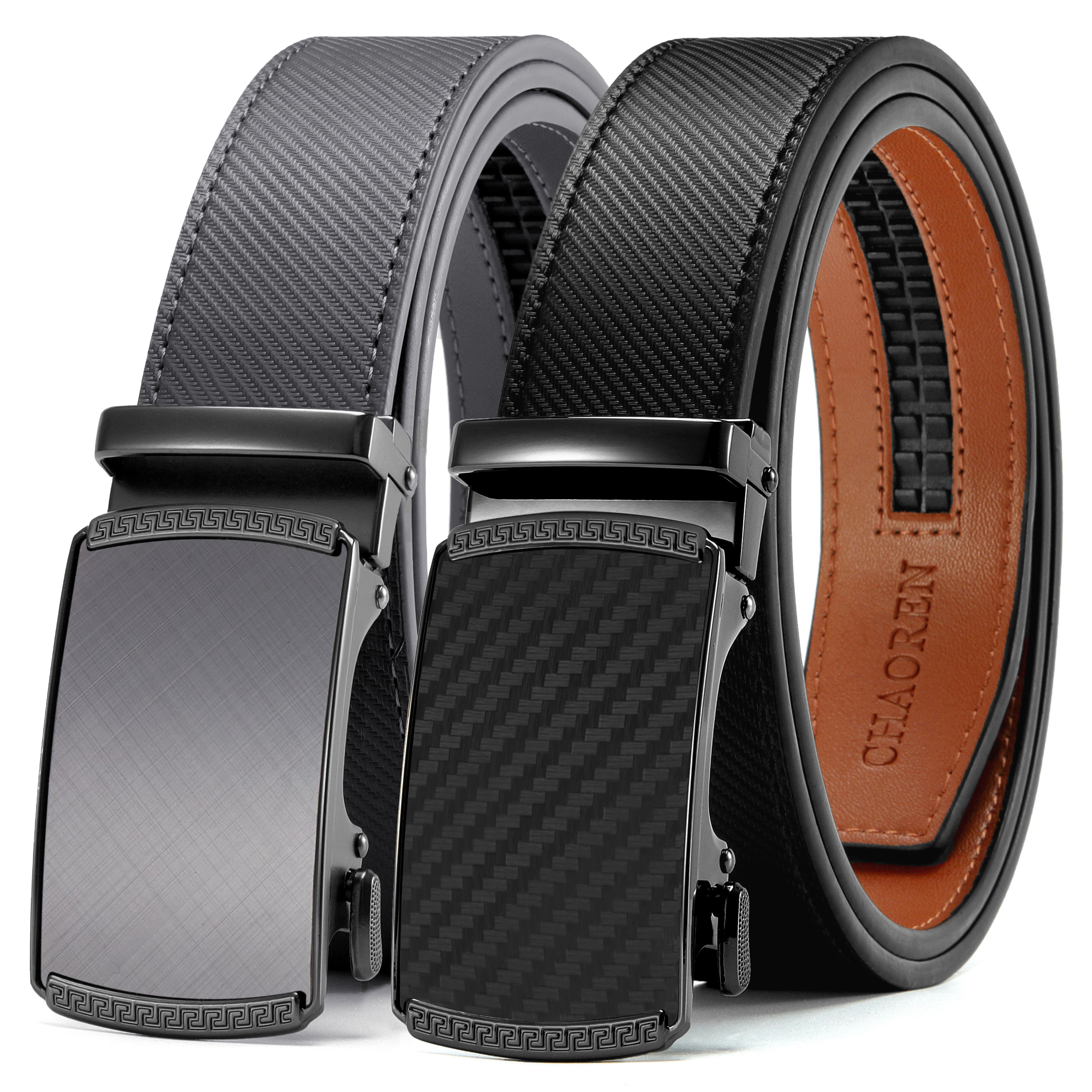 CHAOREN Leather Ratchet Belt Men 2 Pack - Customizable Fit, Effortless Style (35mm)