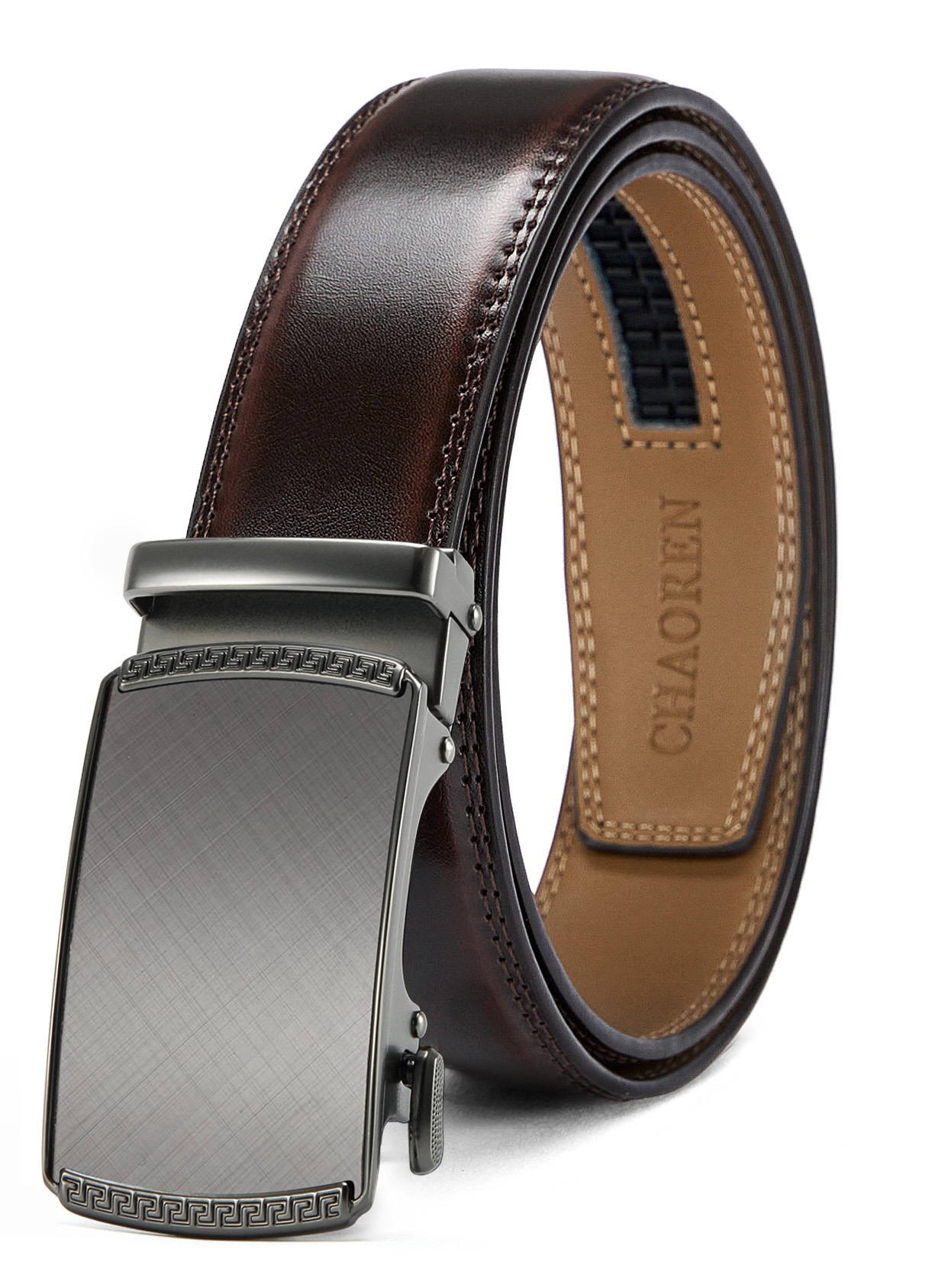 CHAOREN Mens Belt Leather Ratchet Belt - Customizable Fit, Effortless Style (35mm)