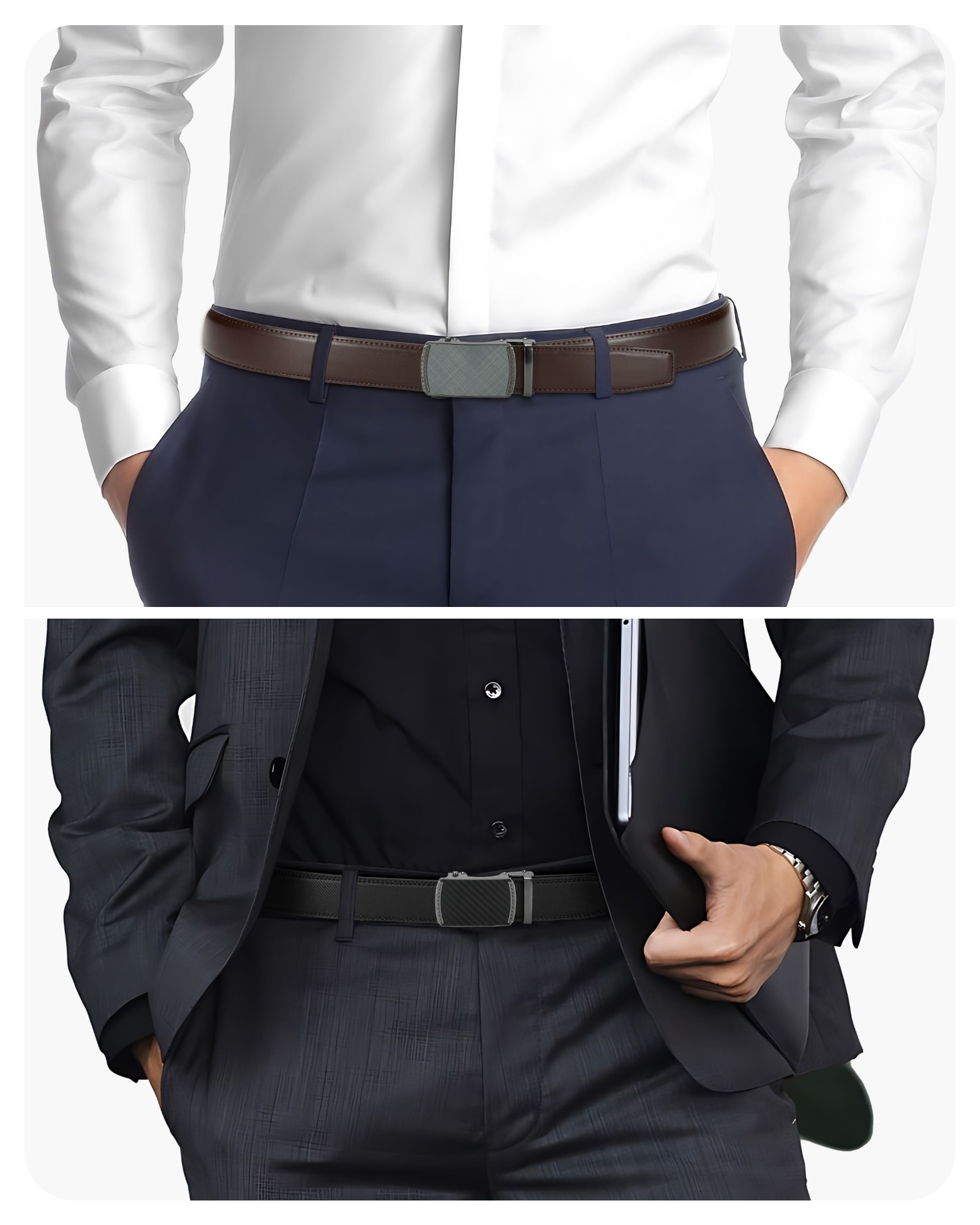 CHAOREN Leather Ratchet Belt Men 2 Pack - Customizable Fit, Effortless Style (35mm)