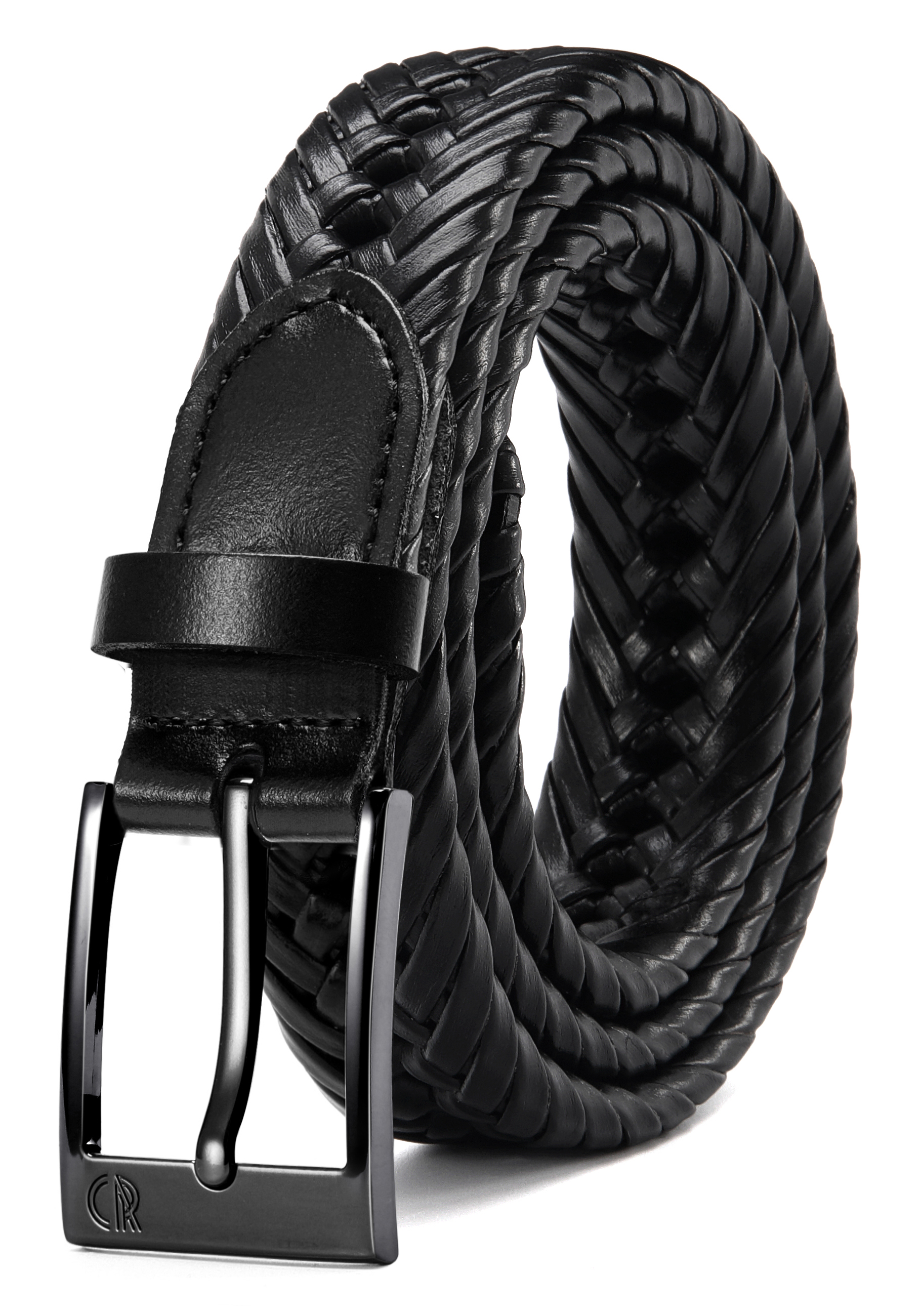 CHAOREN Leather Braided Belts for Men - 1 1/8" Mens Casual Woven Leather Belt for Dress Pants