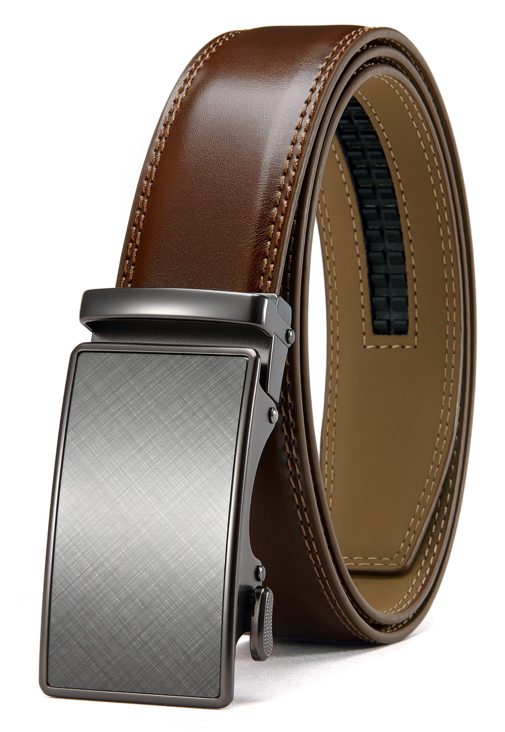 CHAOREN Mens Belt - Mens Ratchet Belt Leather 1 3/8" for Dress Pant - Micro Adjustable Belt Fit Everywhere