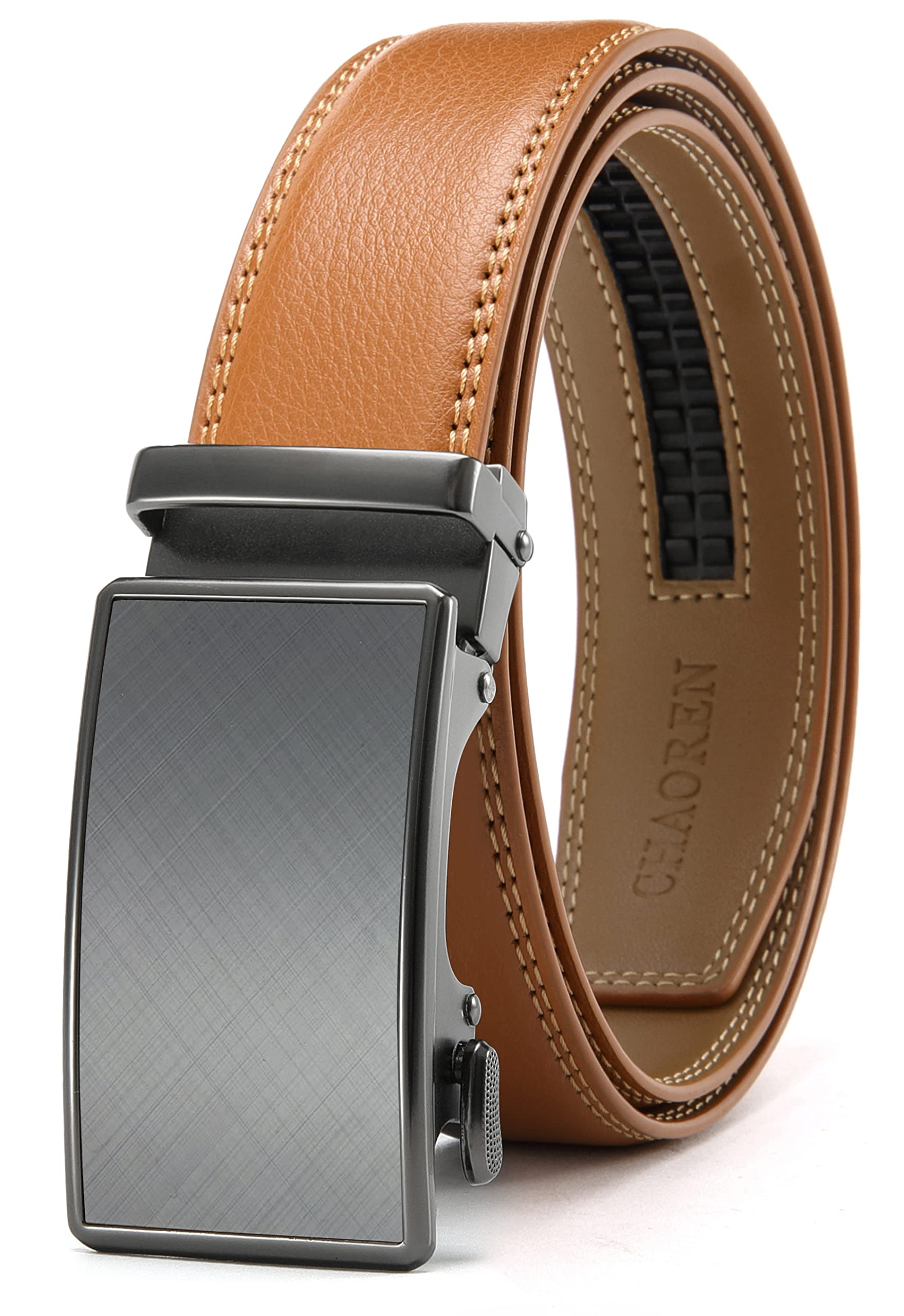 CHAOREN Mens Belt - Mens Ratchet Belt Leather 1 3/8" for Dress Pant - Micro Adjustable Belt Fit Everywhere