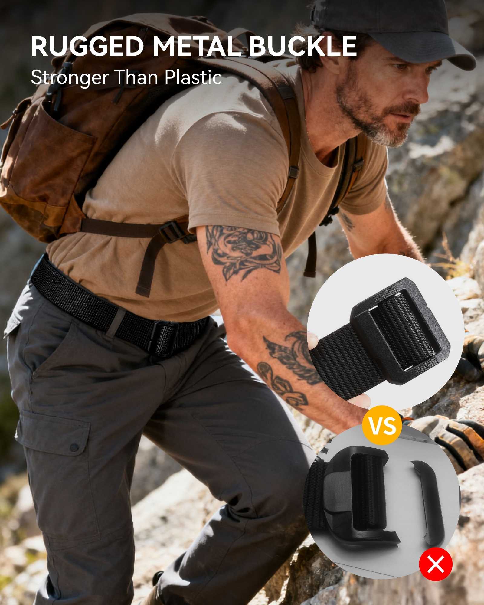 CHAOREN Tactical Belt Men – Nylon Gun Belt – Heavy Duty Military EDC for Jeans & CCW