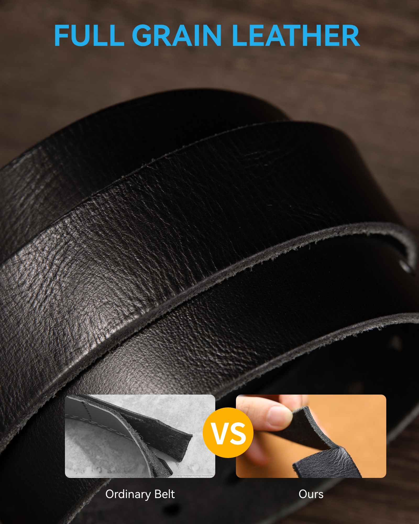 Full Grain Leather Belt for Men - 1.5“ Mens Belts Casual with Genuine Leather - Handcrafted Elegance for Your Wardrobe