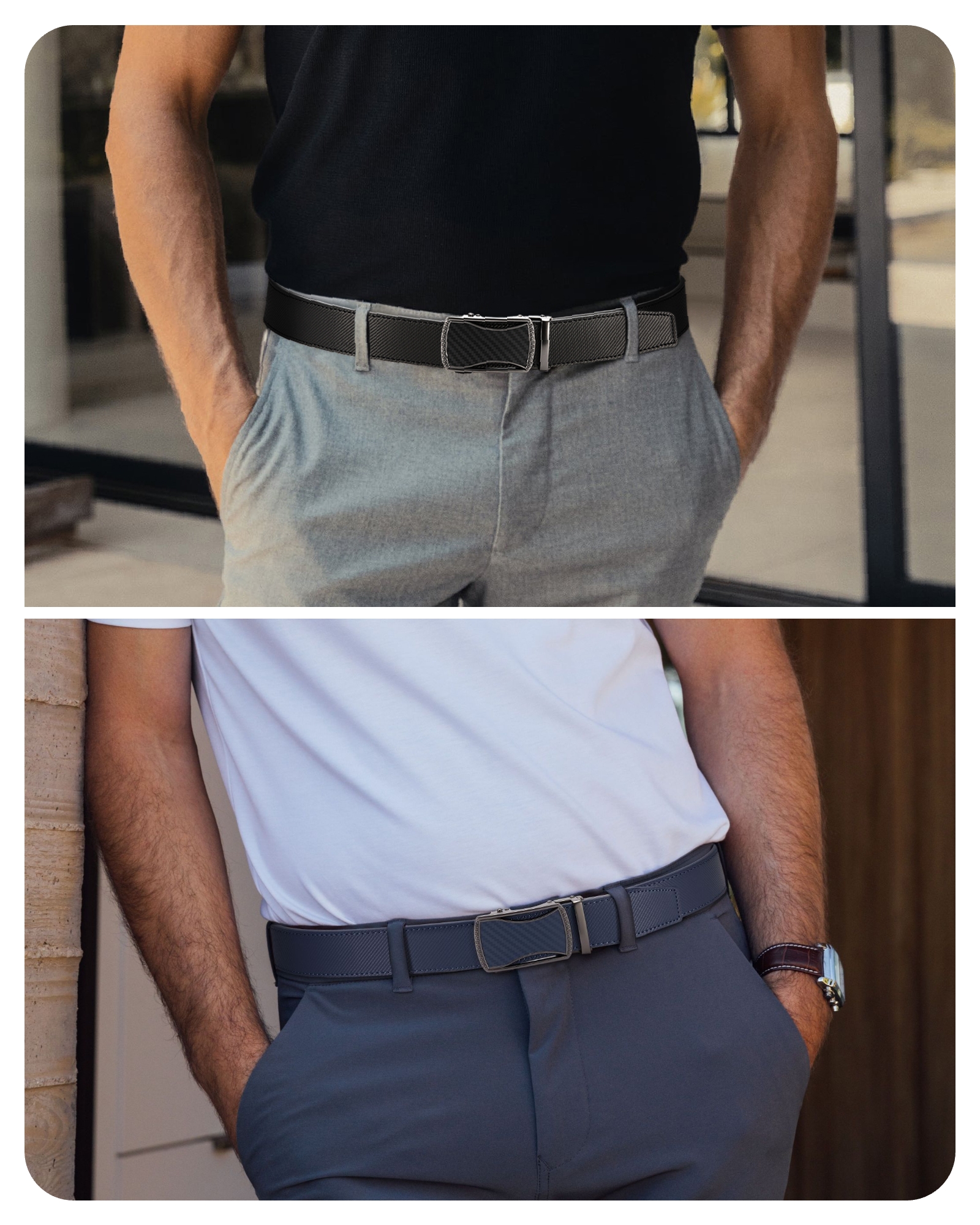 CHAOREN Leather Ratchet Belt Men 2 Pack - Customizable Fit, Effortless Style (35mm)