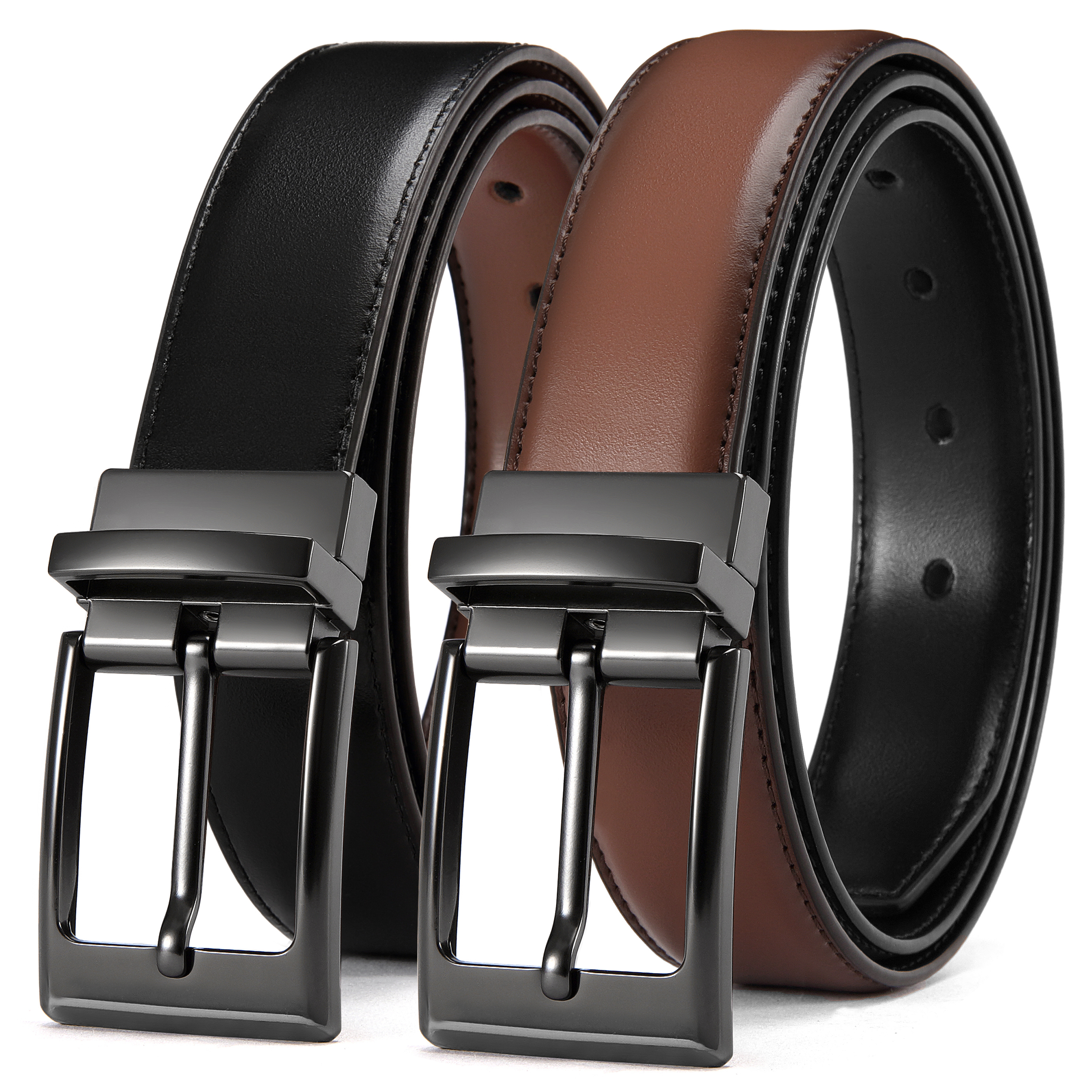 CHAOREN Reversible Belt Men 1 Piece - 1.25" Leather Dress Belt - Trim to Fit for Elegant Style