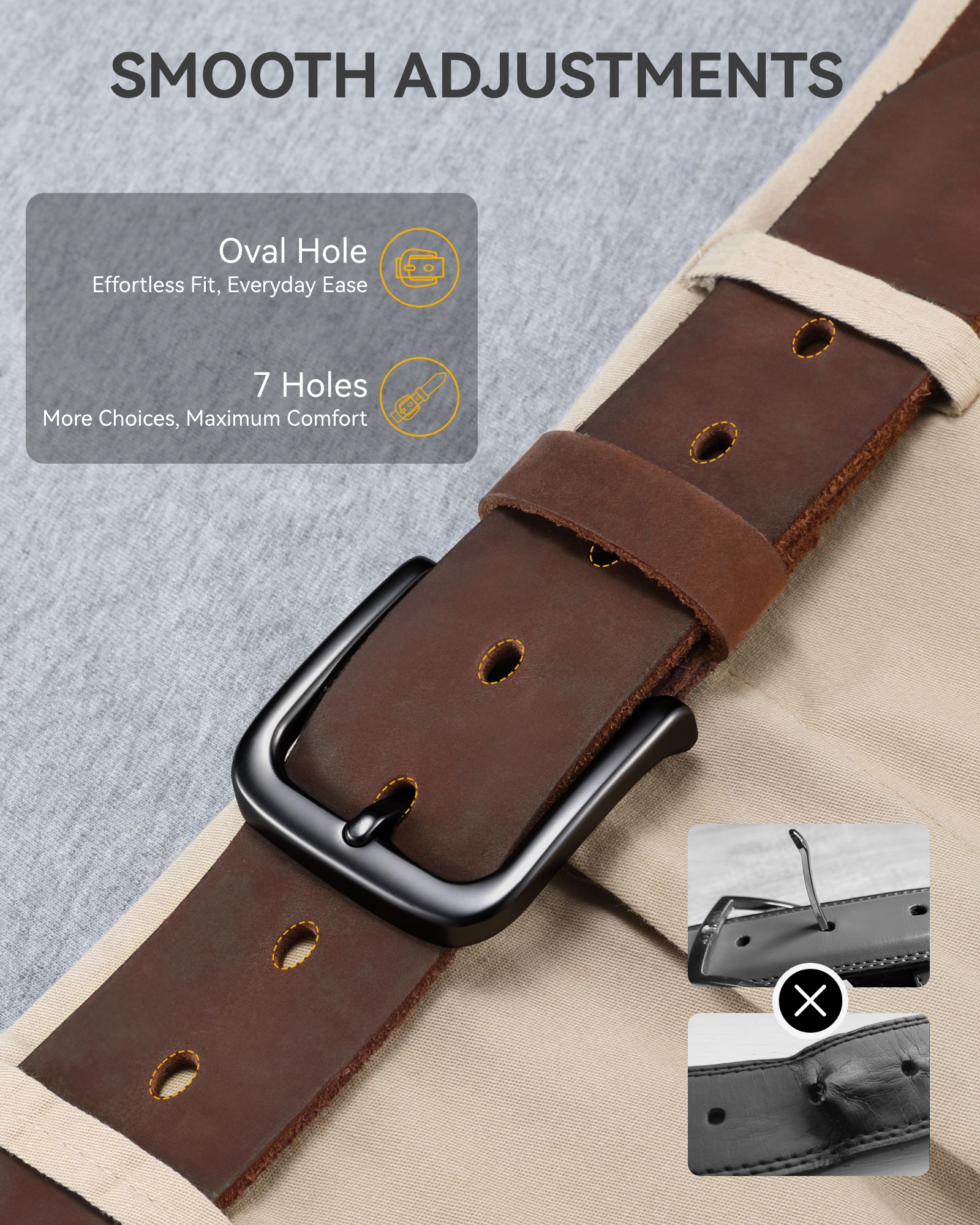 CHAOREN Mens Belts Leather - 35mm Genuine Leather Belt for Jeans - Men Gift for Casual Dress