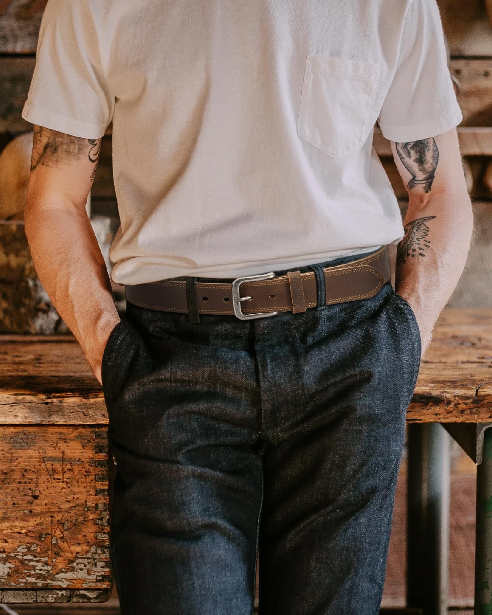 CHAOREN Mens Belts Leather - 35mm Genuine Leather Belt for Jeans - Men Gift for Casual Dress