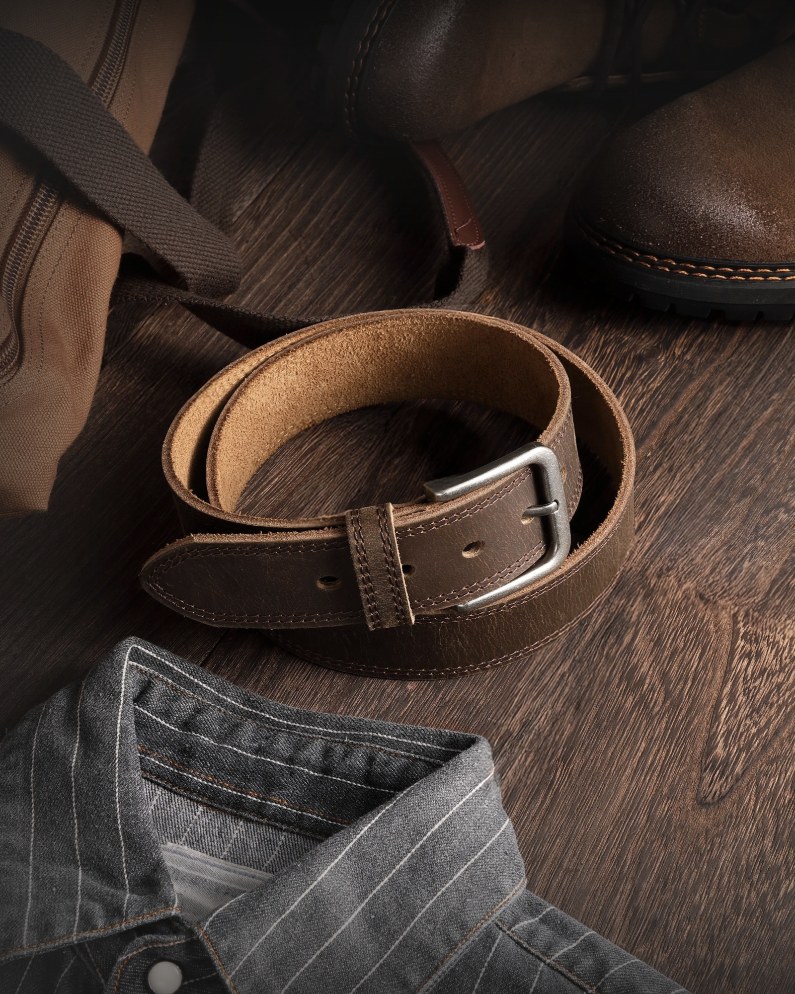 CHAOREN Mens Belts Casual for Jeans - Full-Grain Leather, Durable Cowhide