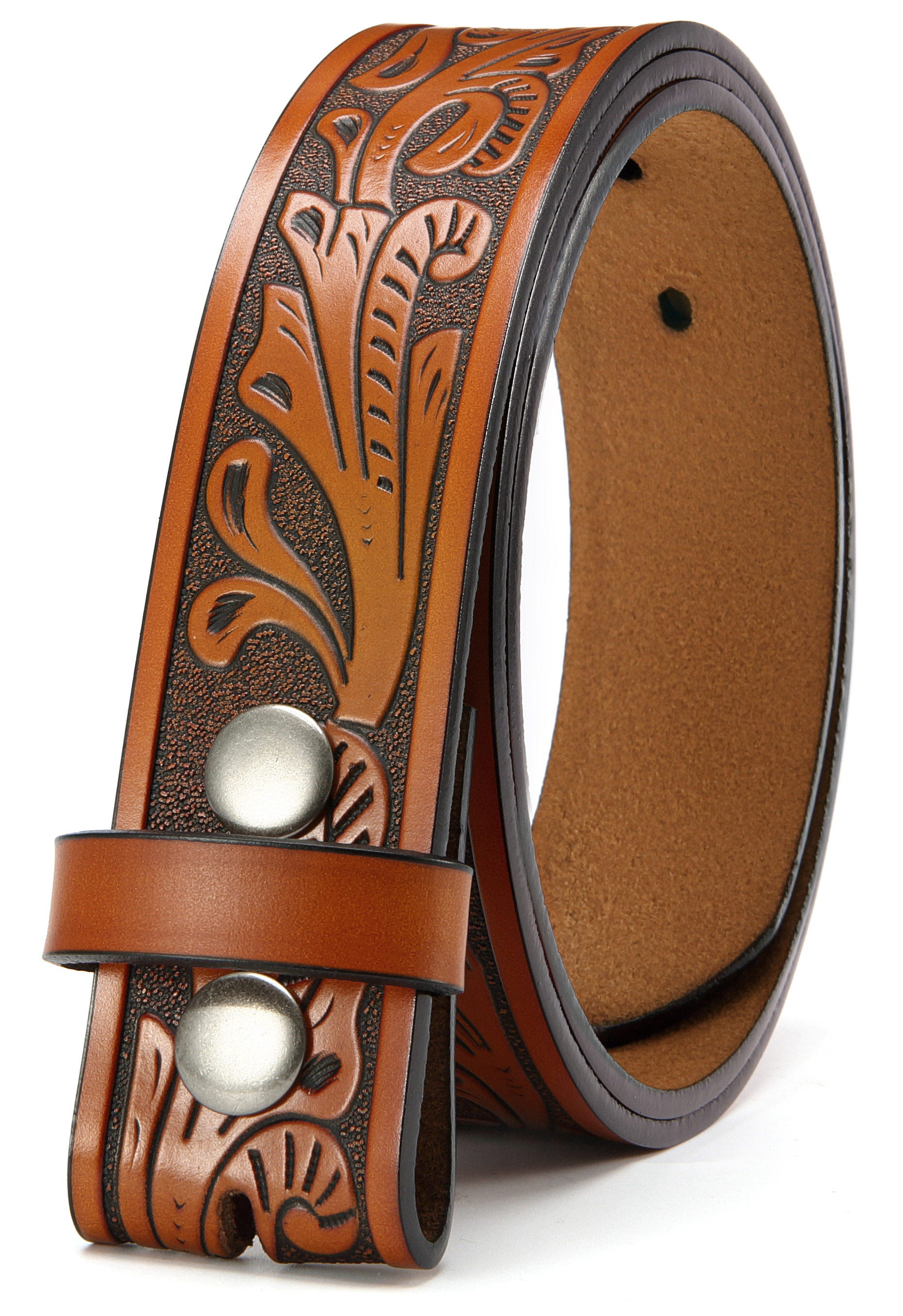 CHAOREN Western Belts for Men without Buckle - Cowboy Belt 1.5" Full Grain Leather Belt for Jeans - One Solid Piece Leather