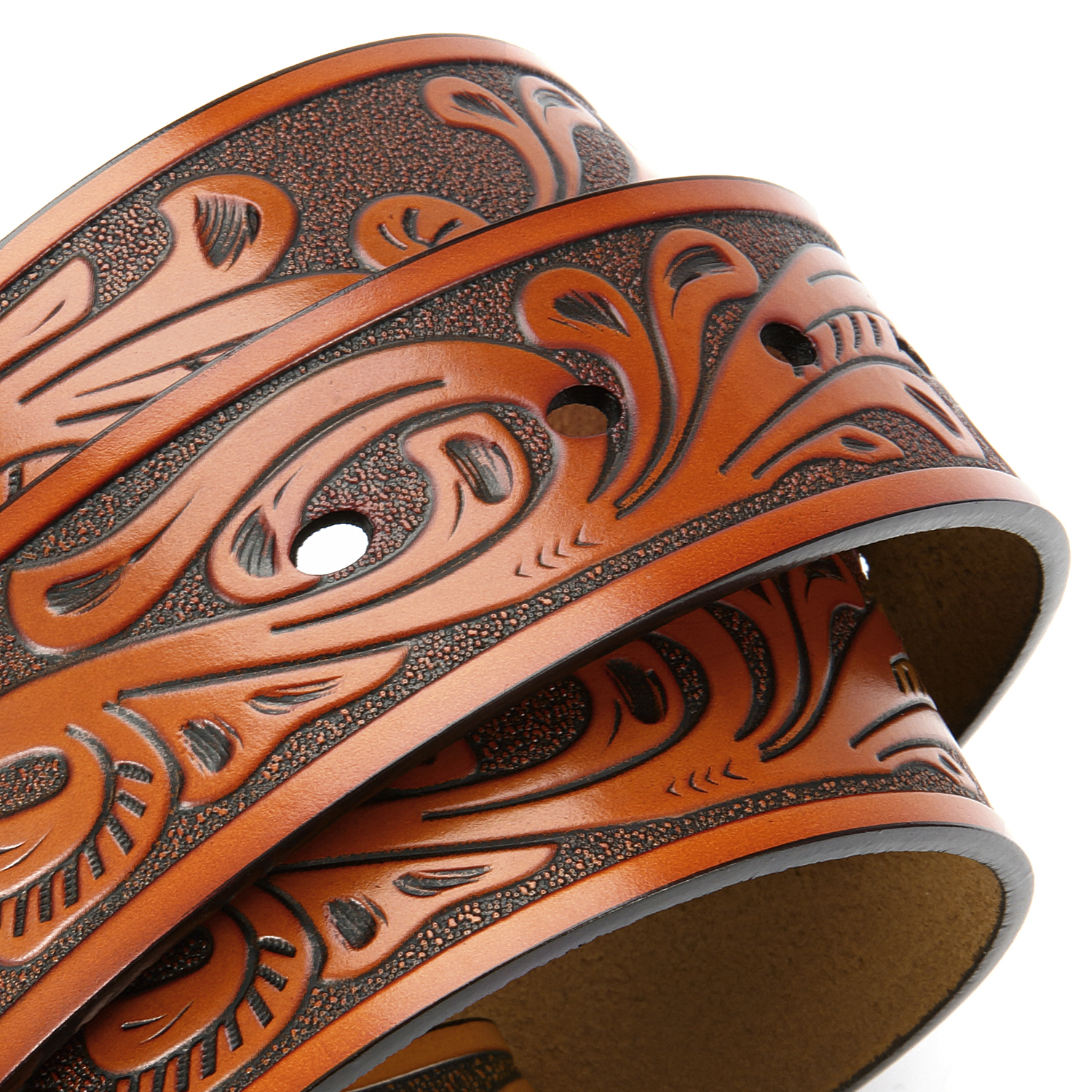 CHAOREN Western Belts for Men without Buckle - Cowboy Belt 1.5" Full Grain Leather Belt for Jeans - One Solid Piece Leather