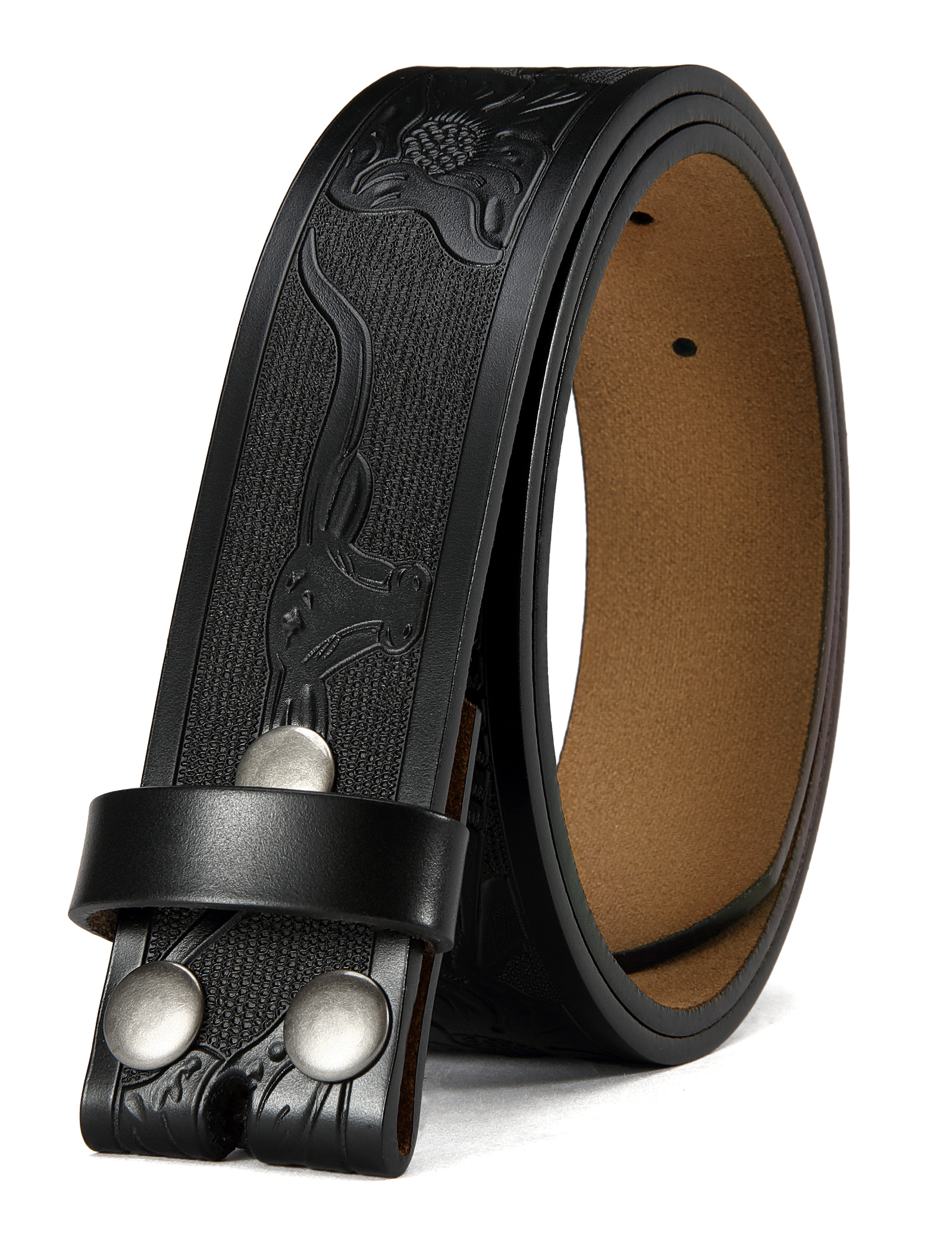 CHAOREN Western Belts for Men without Buckle - Cowboy Belt 1.5" Full Grain Leather Belt for Jeans - One Solid Piece Leather