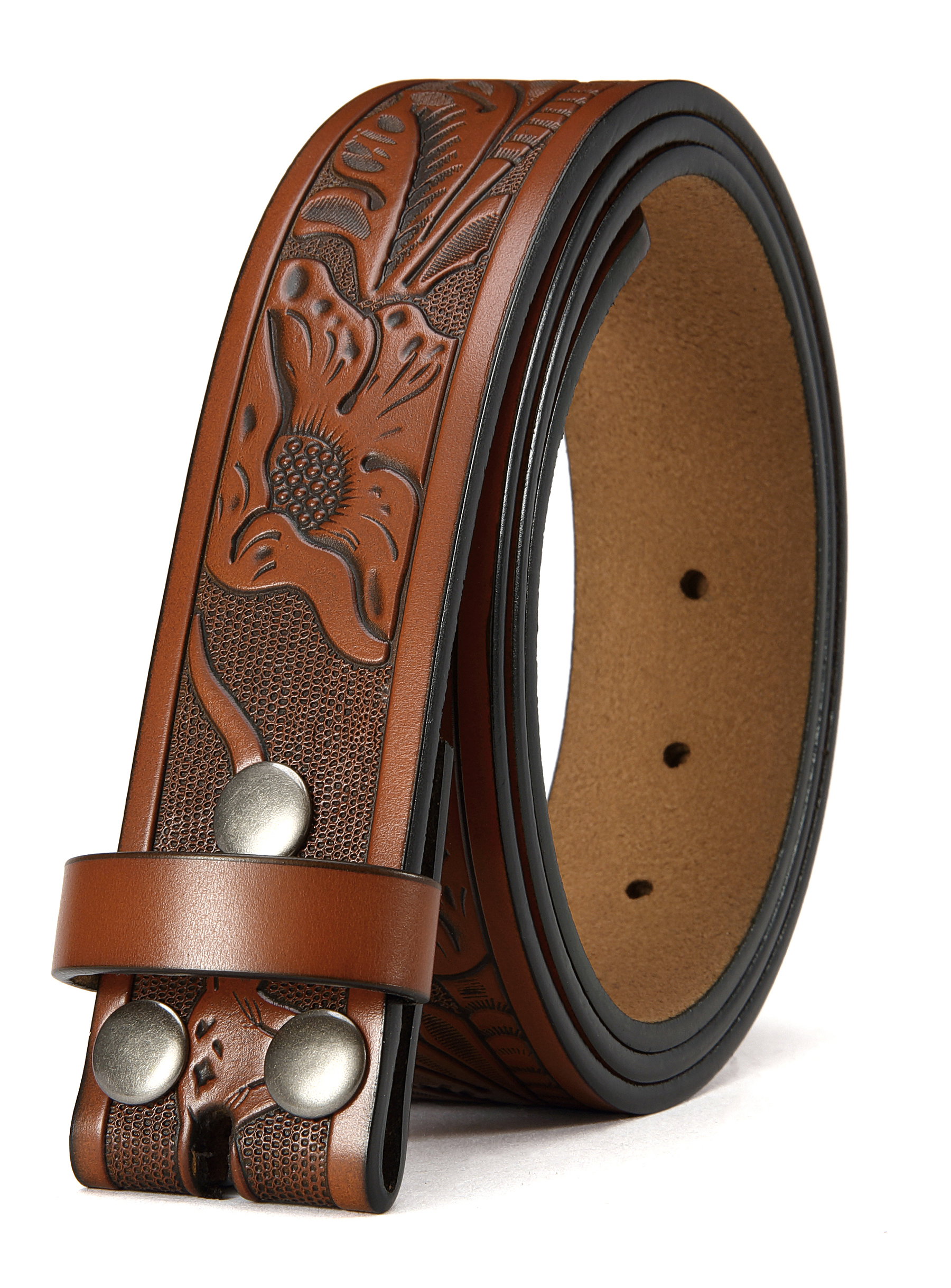 CHAOREN Western Belts for Men without Buckle - Cowboy Belt 1.5" Full Grain Leather Belt for Jeans - One Solid Piece Leather