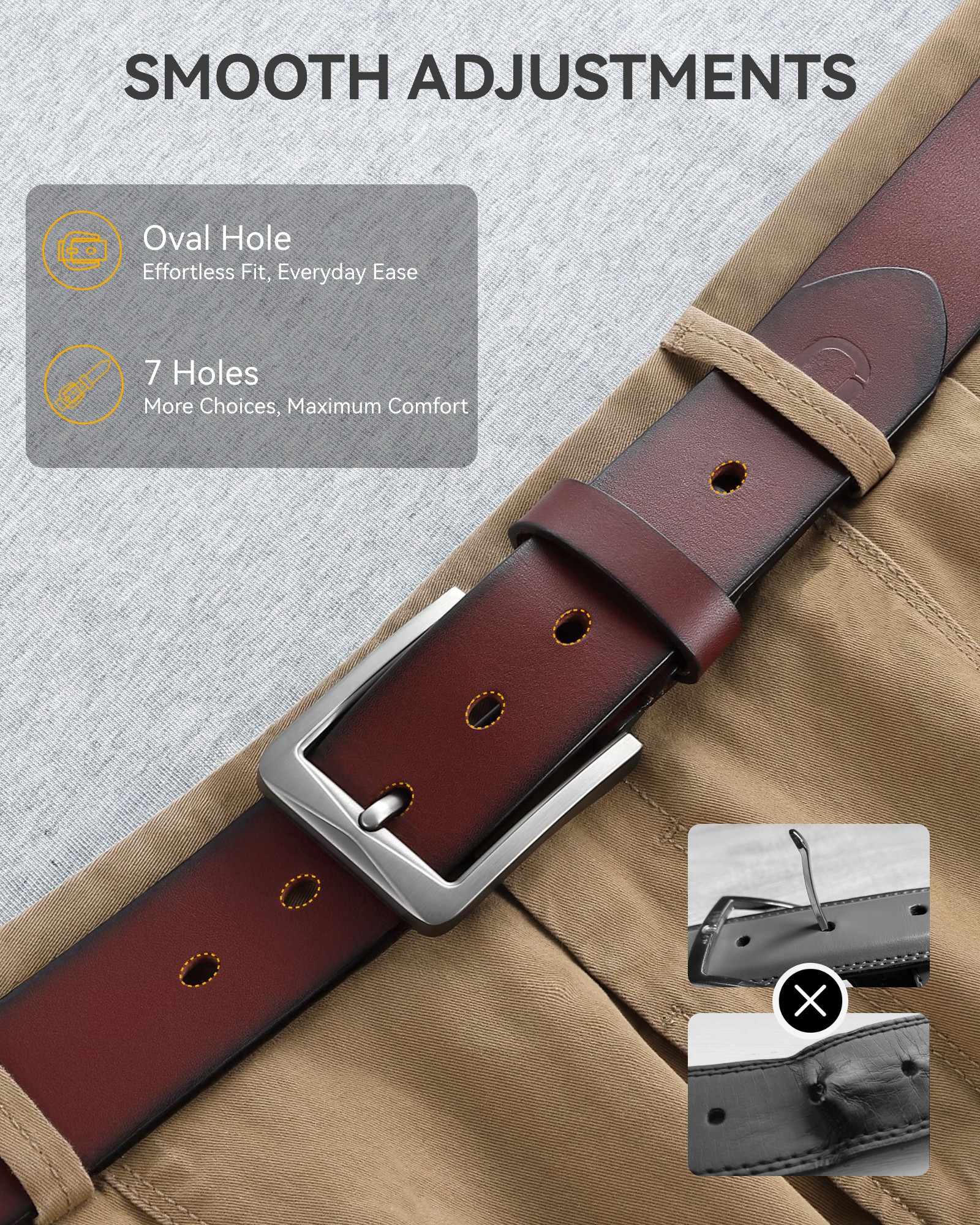 CHAOREN 1.5" Mens Belts Leather - Italian Full Grain Leather Belts - Ideal for Casul Jeans & Work Wear