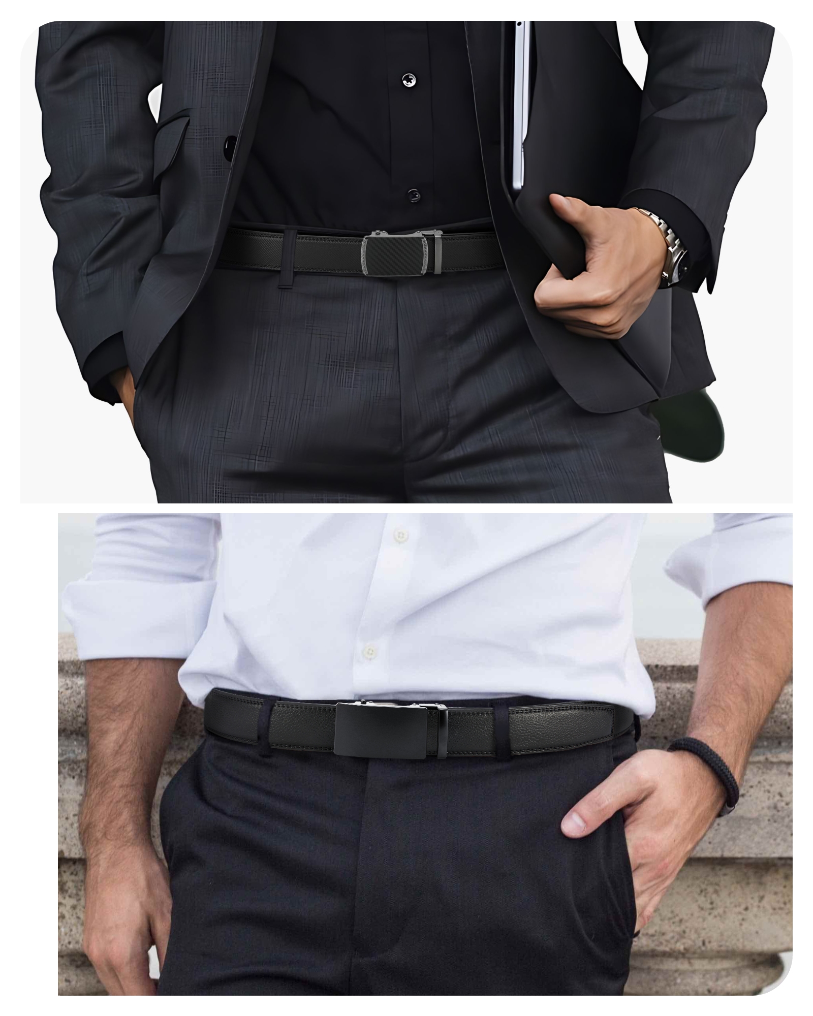 CHAOREN Leather Ratchet Belt Men 2 Pack - Customizable Fit, Effortless Style (35mm)