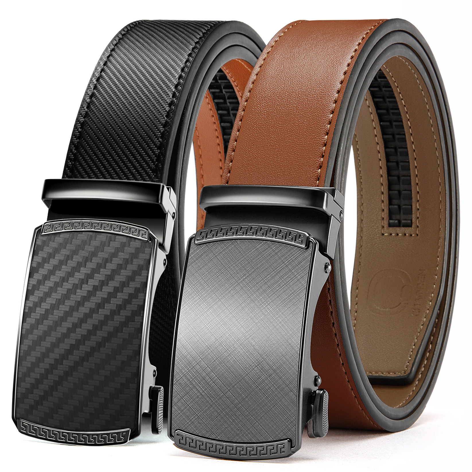 CHAOREN Leather Ratchet Belt Men 2 Pack - Customizable Fit, Effortless Style (35mm)