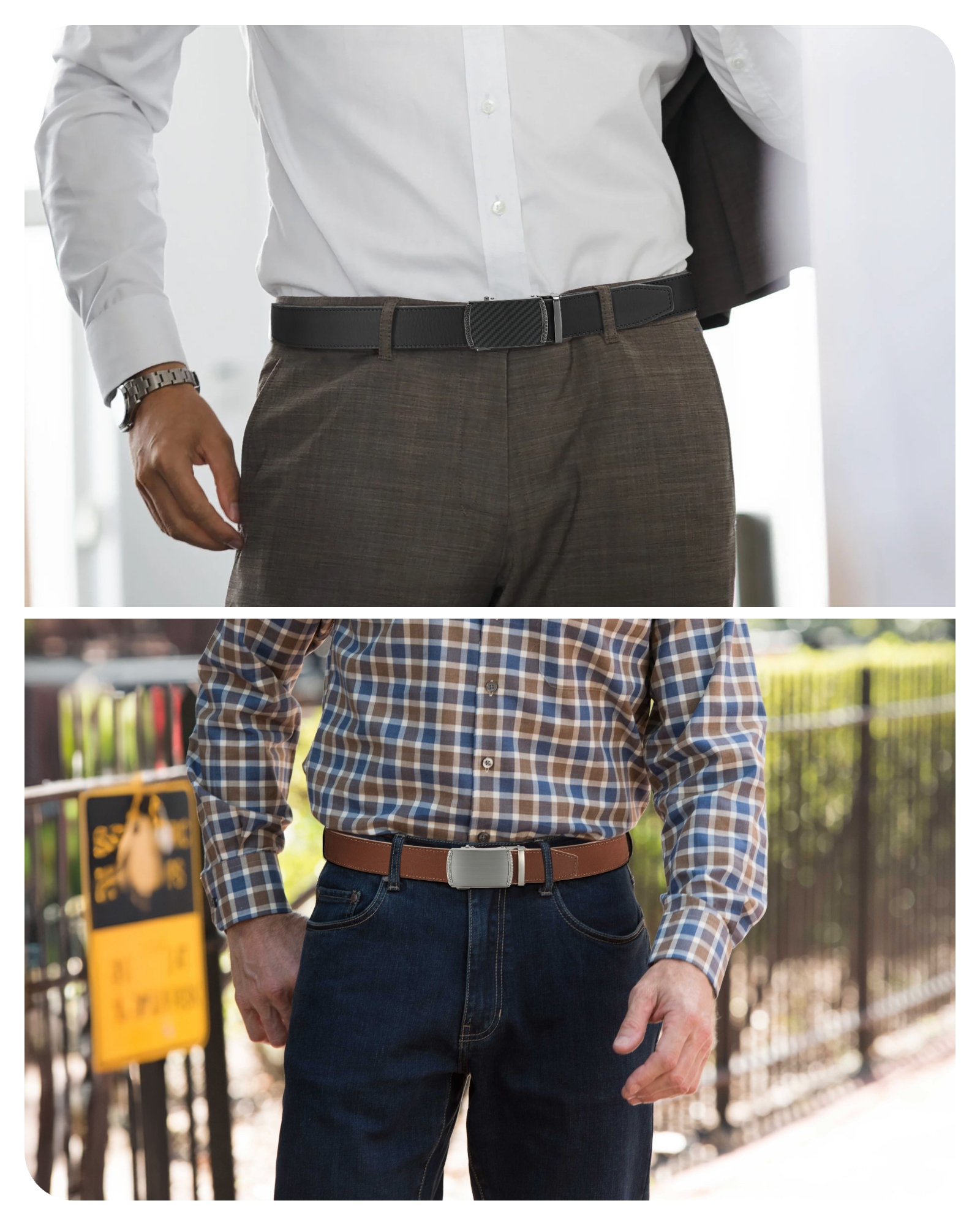 CHAOREN Leather Ratchet Belt Men 2 Pack - Customizable Fit, Effortless Style (35mm)