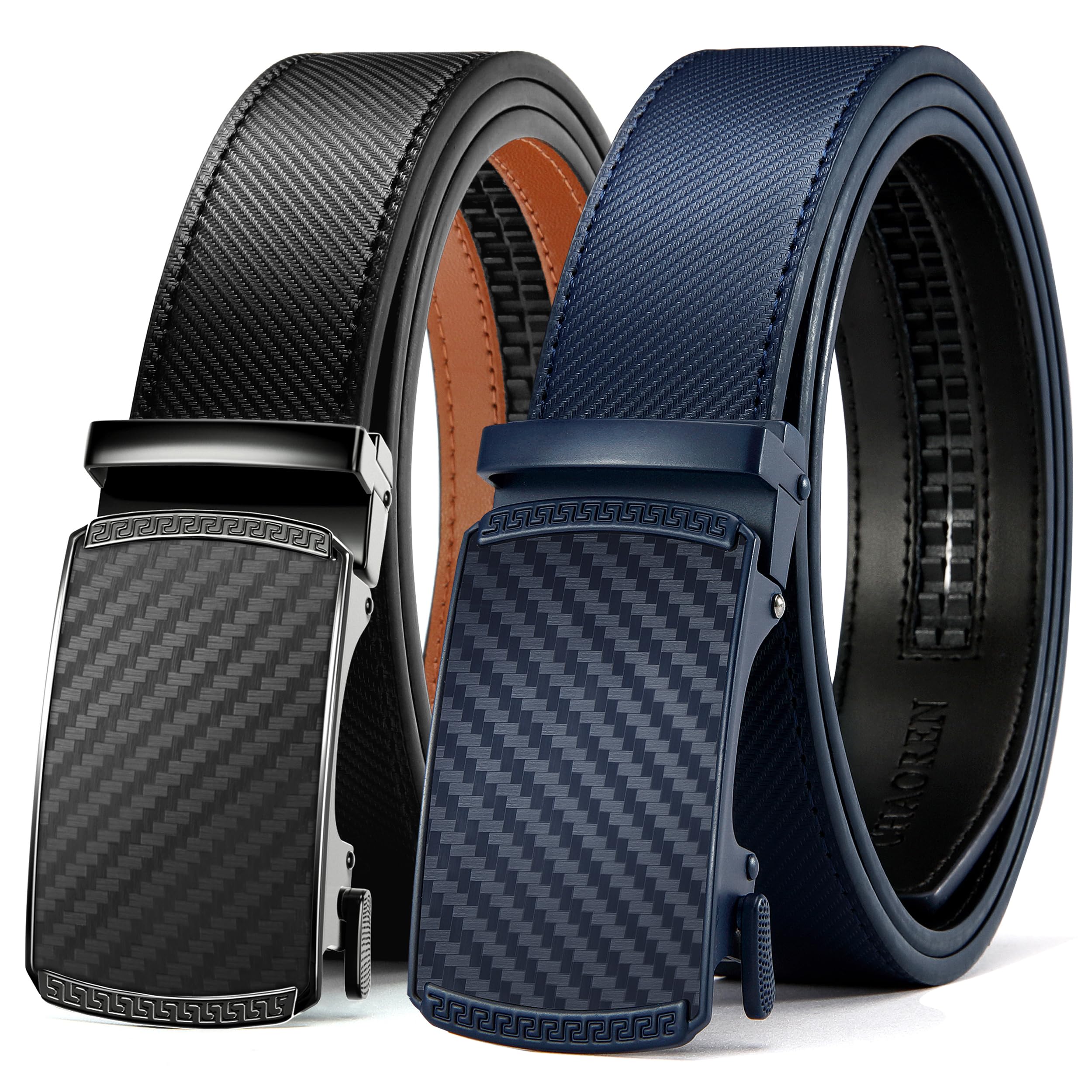 CHAOREN Leather Ratchet Belt Men 2 Pack - Customizable Fit, Effortless Style (35mm)